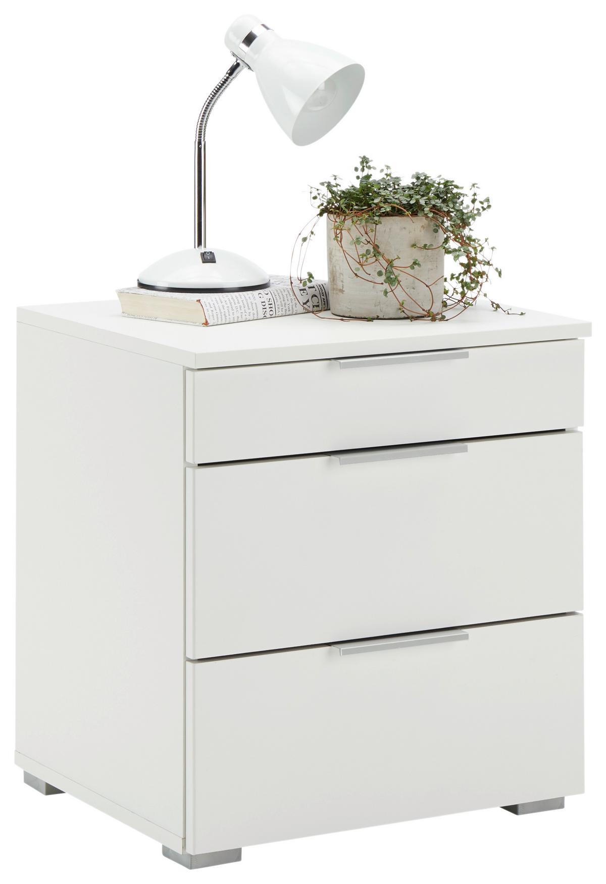 Nachtkästchenset in Weiss, 2-teilig - Alufarben, Konventionell, Holzwerkstoff/Kunststoff (47/52/42cm) - Mömax