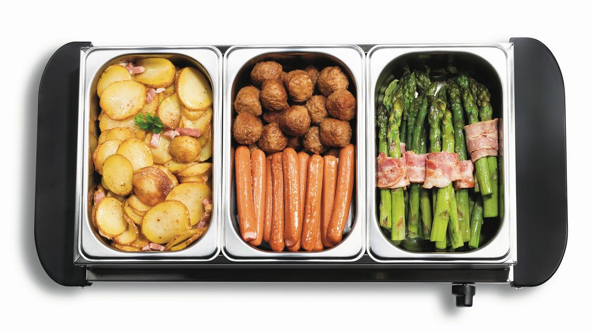 CHAFING-DISH 16442 - Silberfarben/Schwarz, Basics, Kunststoff/Metall (54,6/14,7/27,8cm) - GOURMETMAXX