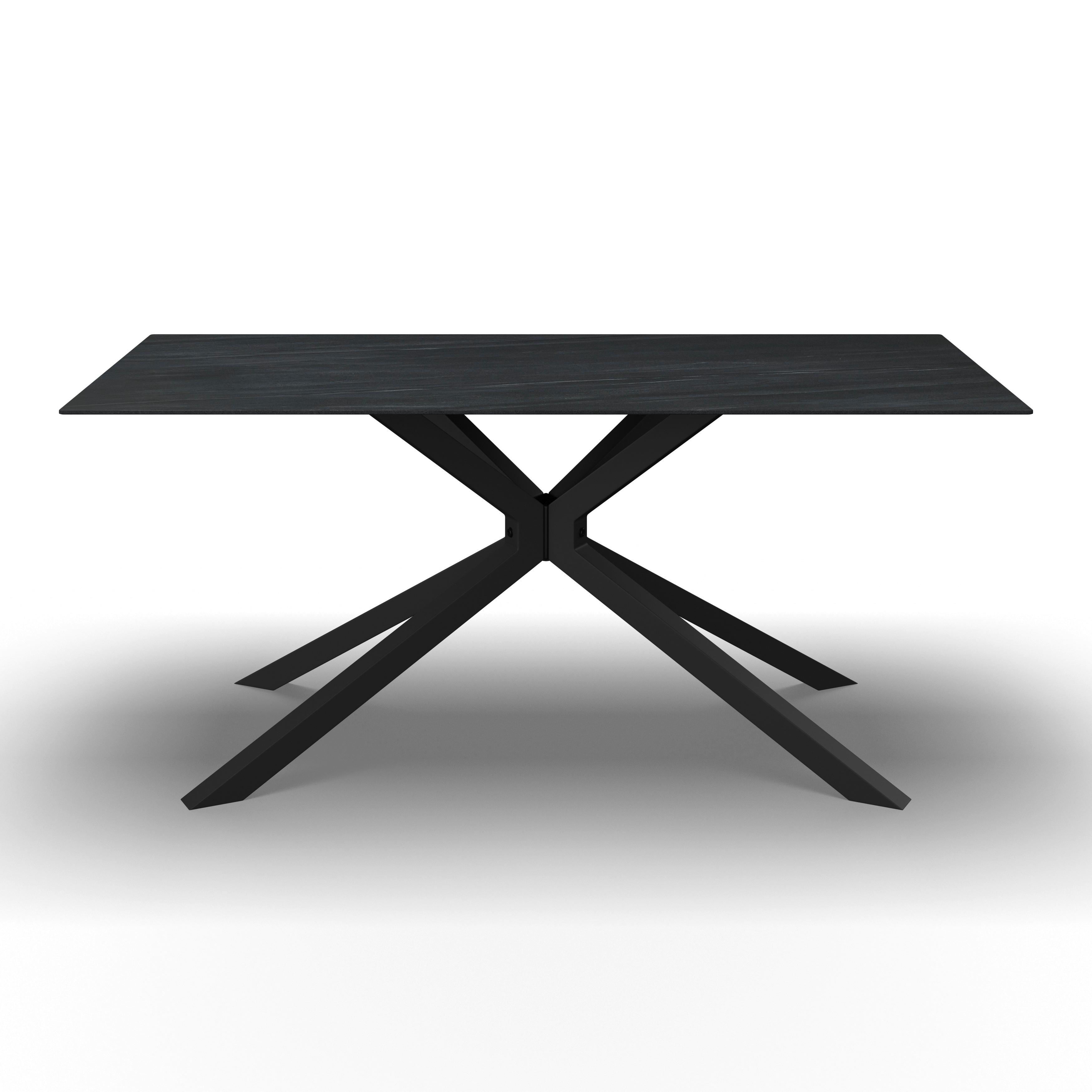 Esstisch Livan Dunkelgrau Keramik ca. 180x90x76 cm - Dunkelgrau/Schwarz, MODERN, Stein/Metall (180/76/90cm) - Bessagi Home
