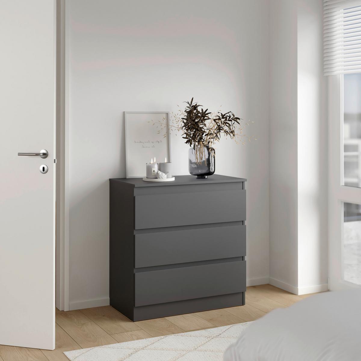 Kommode Mara Anthrazit Nachbildung - Anthrazit, KONVENTIONELL, Holz (77/80/42cm) - Mömax