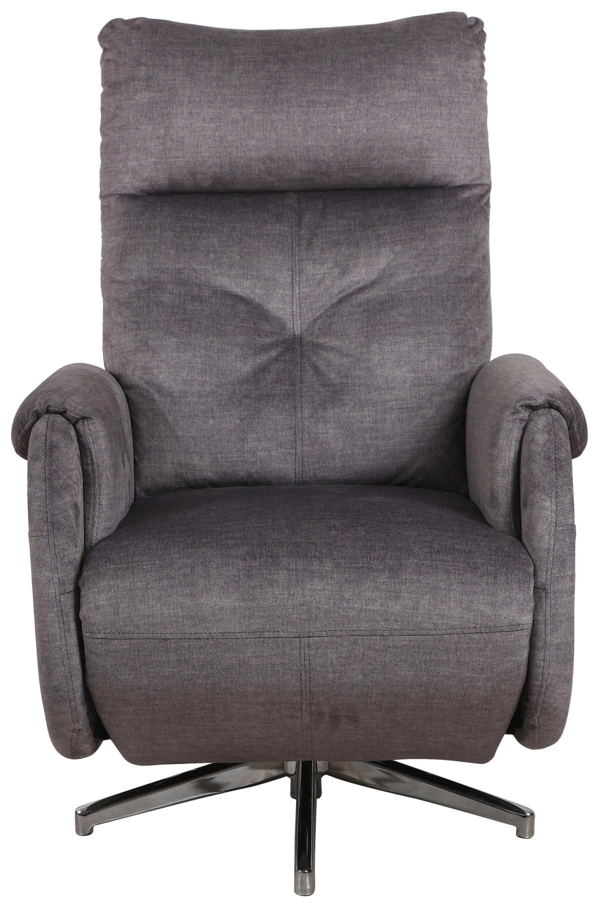 FOTEL TELEWIZYJNY MOON - szary/kolor chromowy, Modern, metal/tkanina (72/107/159cm)