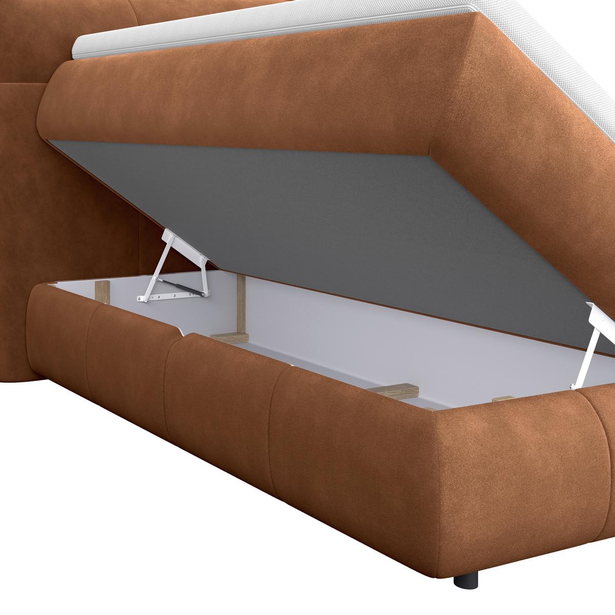 Boxspring Krevet Carmelo - bakrene boje/crna, Trend, tekstil/plastika (140/200cm) - Premium Living