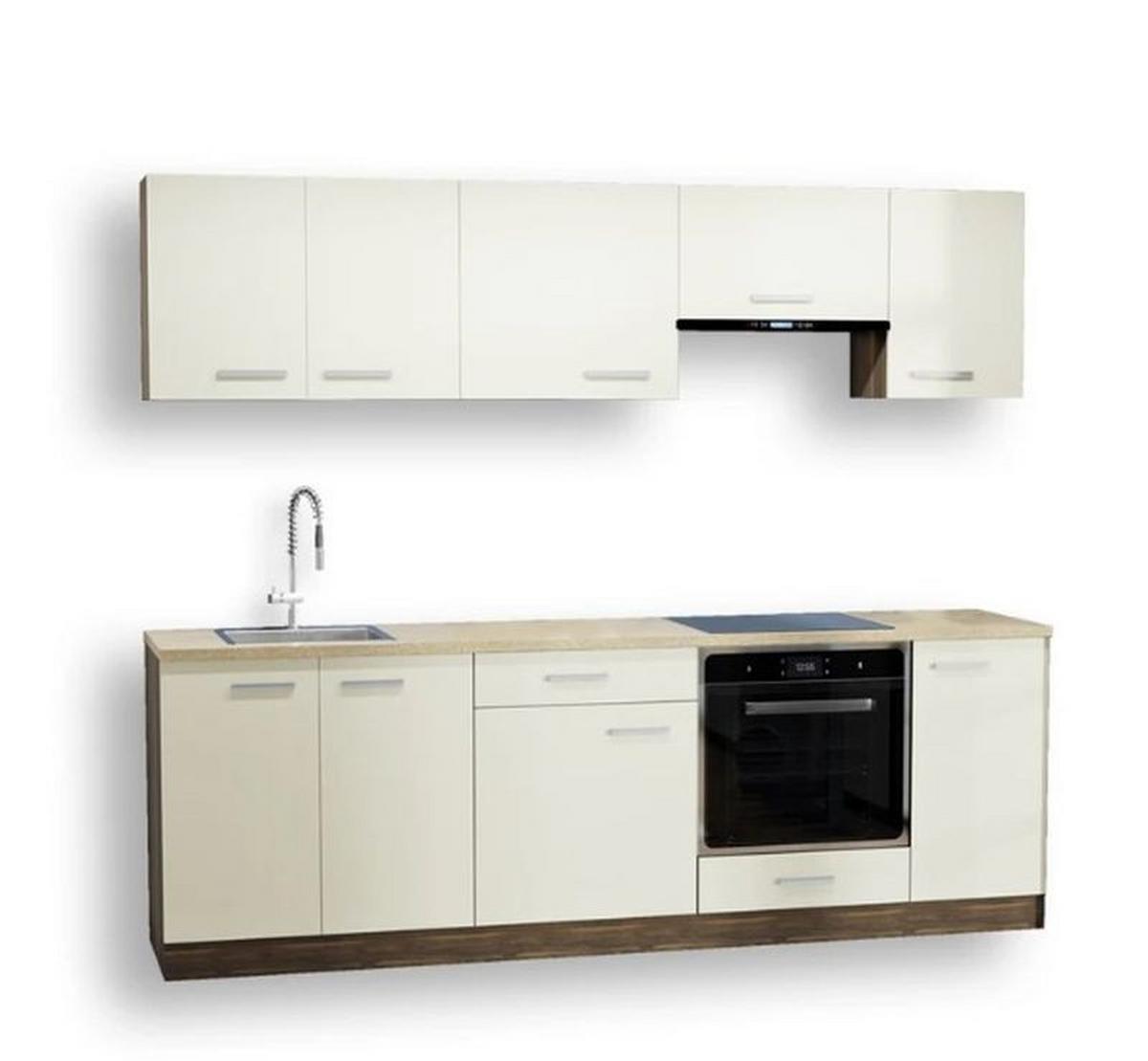 Bucatarie standard MELANIE 240 - bej/culoare lemn de nuc, Modern, material pe bază de lemn (240/202/60cm)