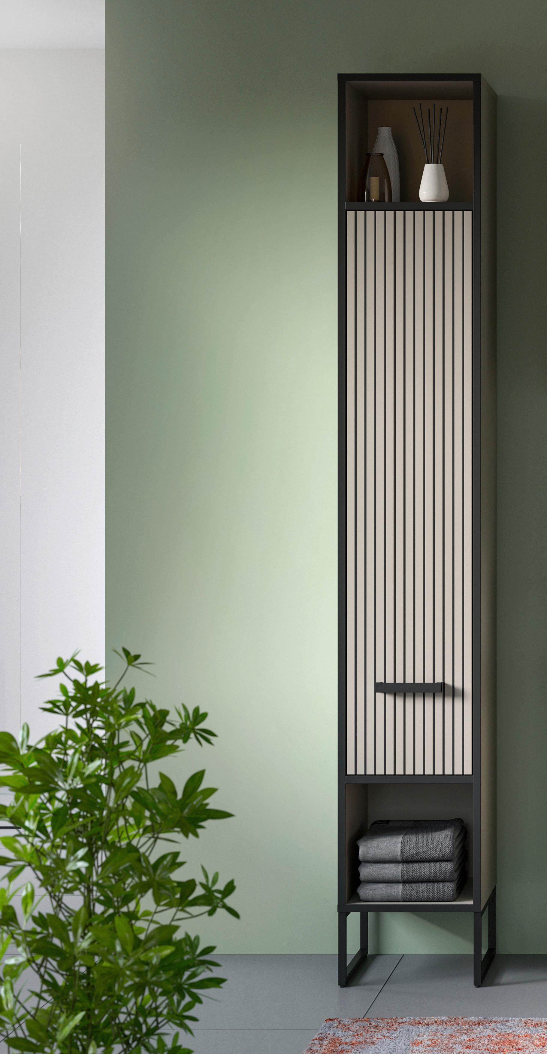 Hochschrank BAGNO ca.30x192x32cm Kaschmir - Kaschmir/Schwarz, MODERN, Holzwerkstoff/Metall (30/192/32cm) - MID.YOU