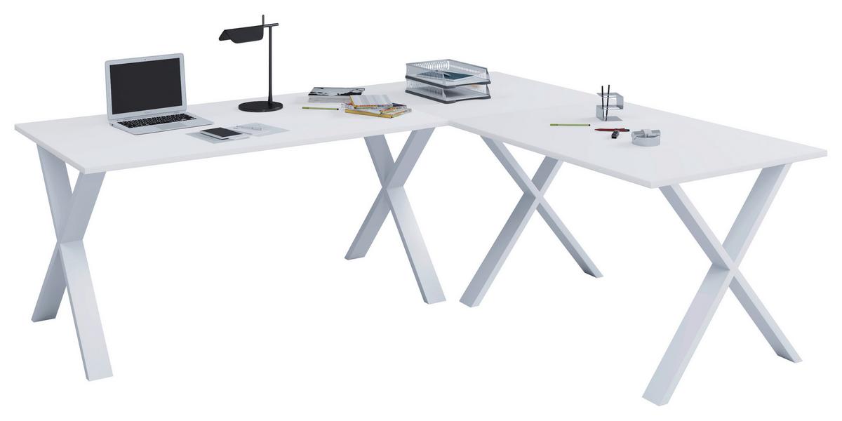 Kotna Pisalna Miza Lona, Bela, 190x130cm - bela, Moderno, kovina/leseni material (190/130/76cm) - MID.YOU