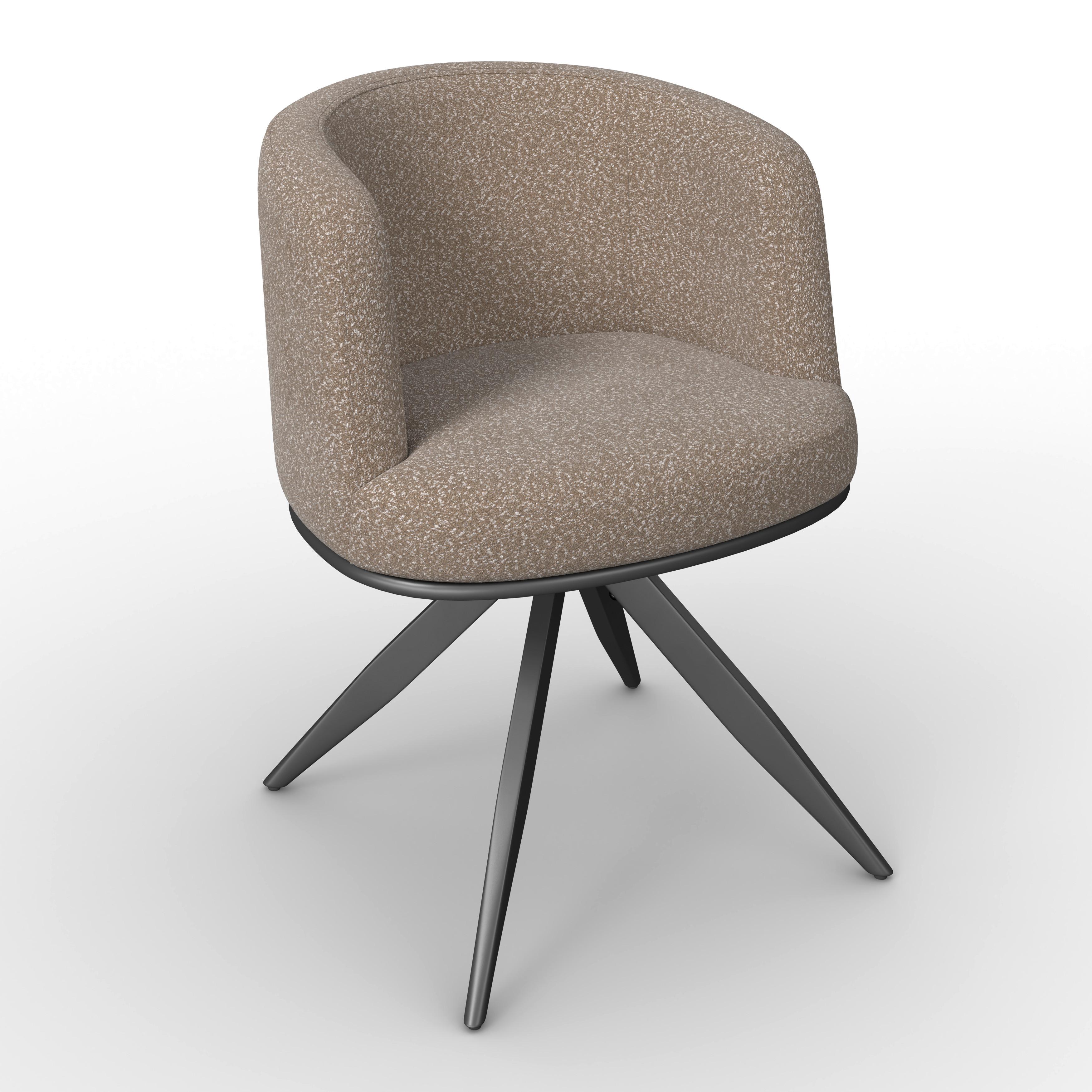 Armlehnstuhl Nela Braun Bouclé Drehbar Gepolstert - Schwarz/Braun, MODERN, Holz/Textil (62/77/62cm) - Bessagi Home