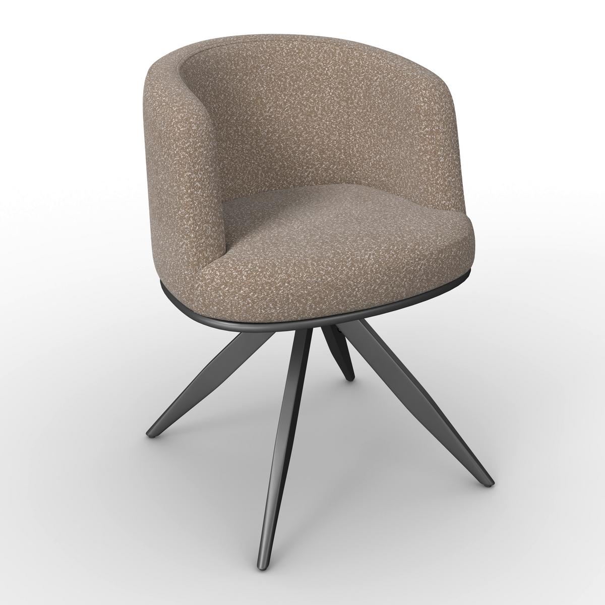 Armlehnstuhl Nela Braun Bouclé Drehbar Gepolstert - Schwarz/Braun, MODERN, Holz/Textil (62/77/62cm) - Bessagi Home