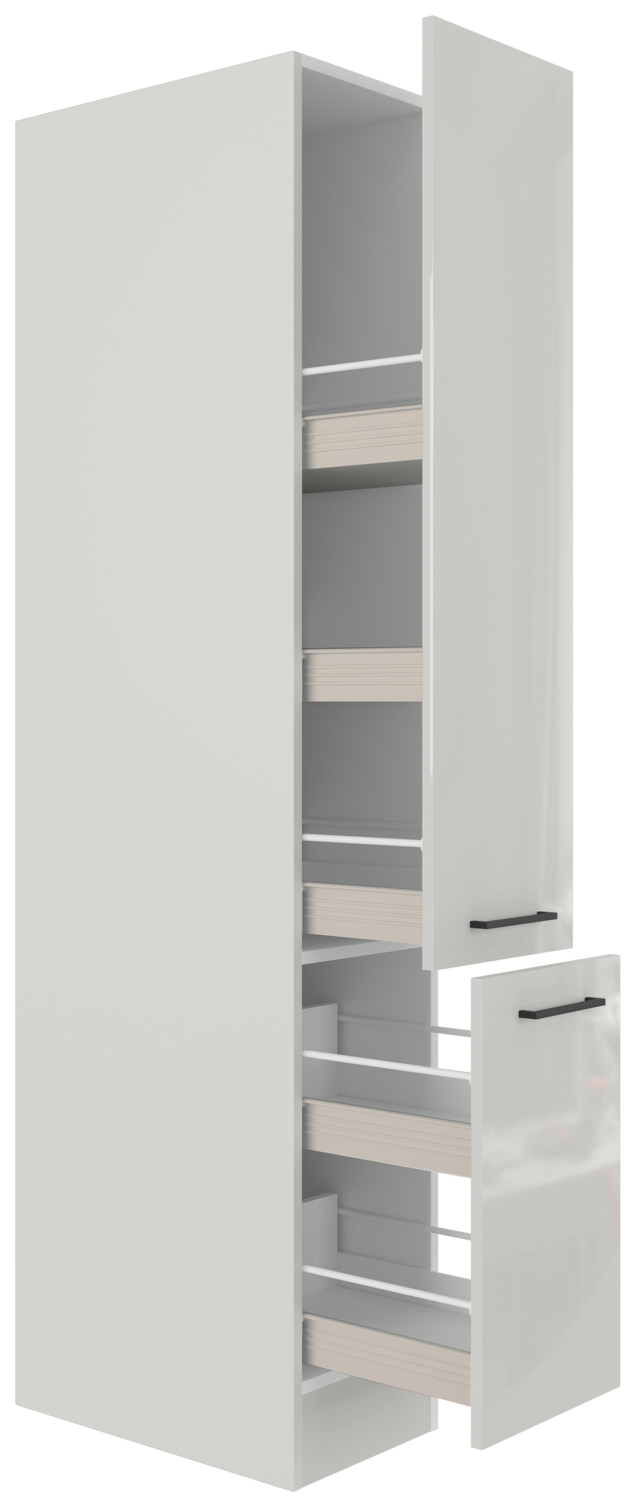 Apothekerschrank in Lichtgrau glänzend - Schwarz/Grau, MODERN, Holzwerkstoff/Metall (30/200/57cm) - FlexWell