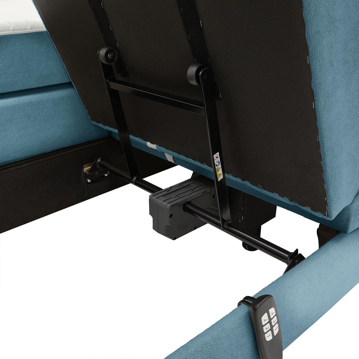 Boxspringbett Dixon Dunkelblau ca. 180x200cm - Schwarz/Dunkelblau, Konventionell, Holz/Holzwerkstoff (180/200cm) - Premium Living