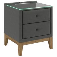 Noćni Ormarić Smile - antracit, Konvencionalno, staklo/drvni materijal (49/58,5/46cm) - Premium Living