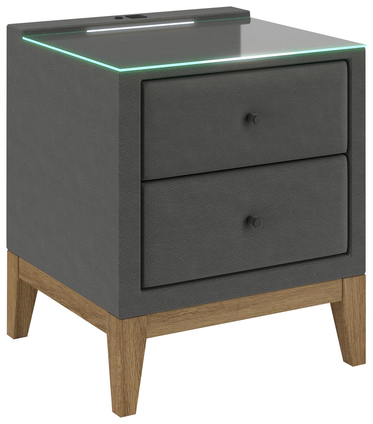 Noćni Ormarić Smile - antracit, Konvencionalno, staklo/drvni materijal (49/58,5/46cm) - Premium Living