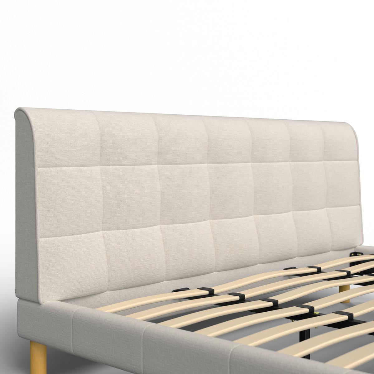 Oblazinjena Postelja Mara - bež/naravne barve, Moderno, kovina/tekstil (180/200cm) - Bessagi Home