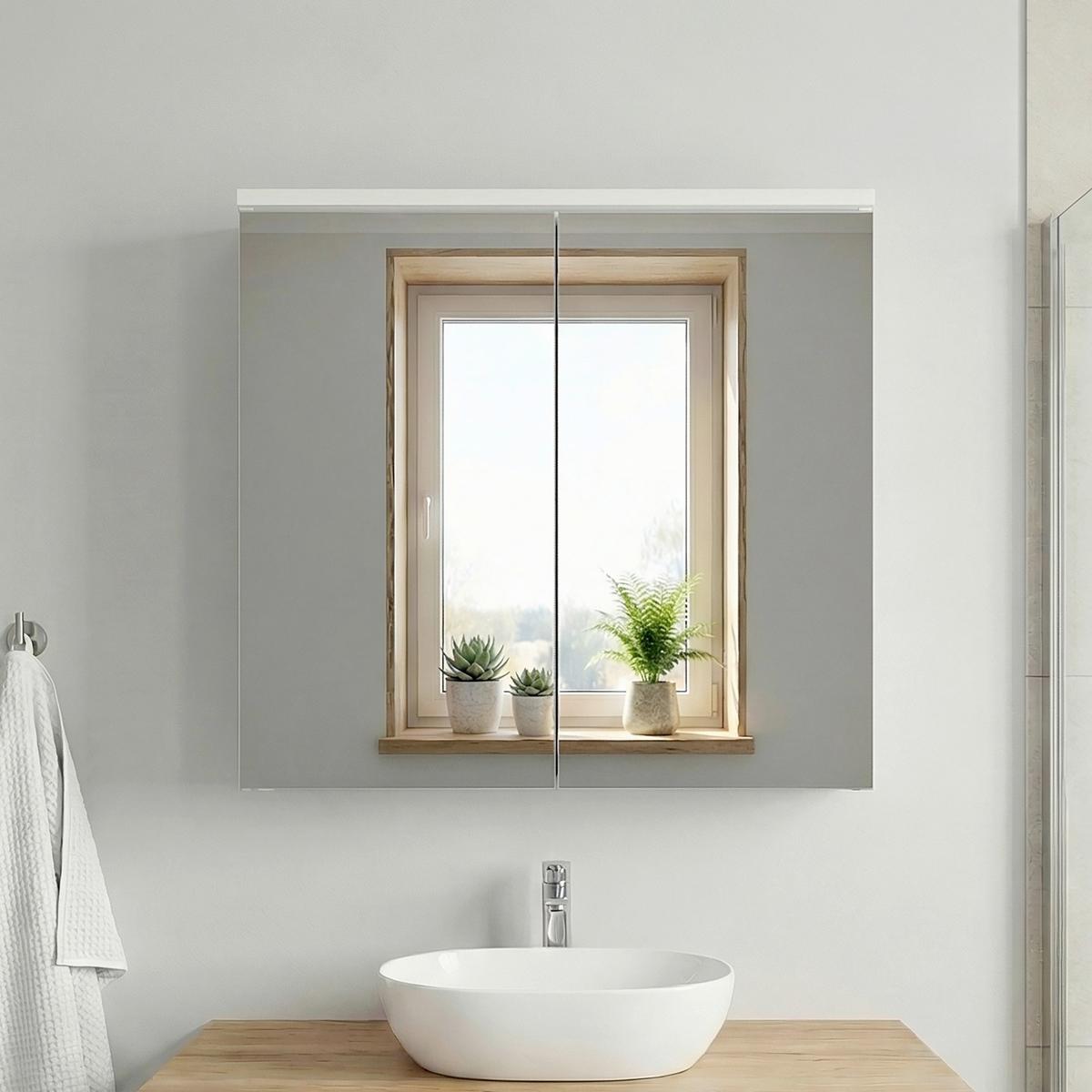 Spiegelschrank Flonali - Weiss, Trend, Glas/Holzwerkstoff (54/61/20cm) - MID.YOU