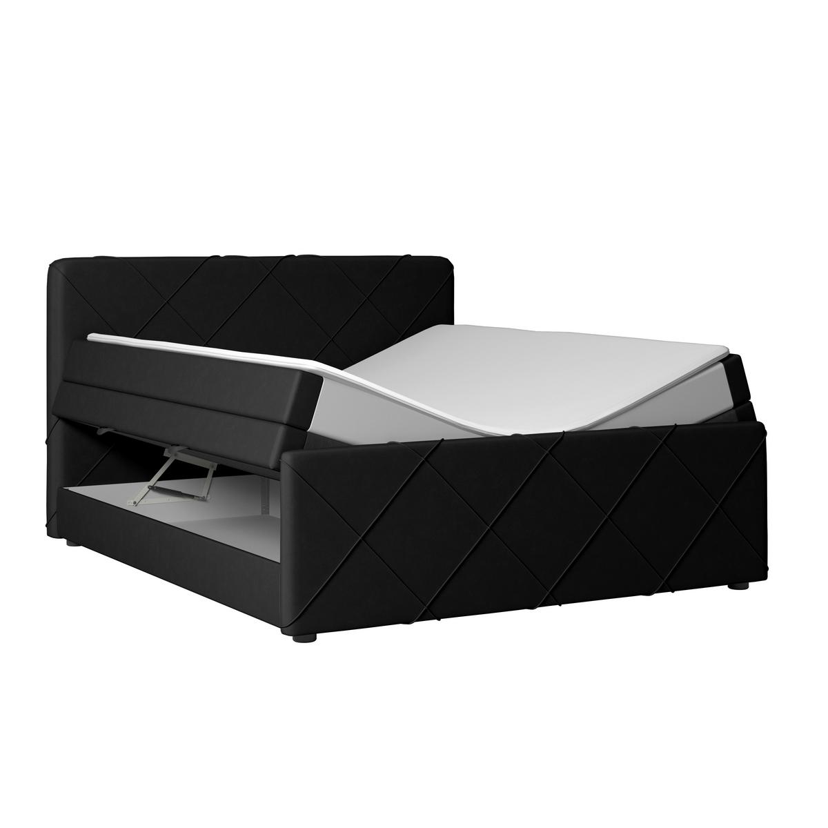 Boxspringbett Cordoba ca. 180x200 cm Schwarz - Schwarz, MODERN, Holz/Textil (180/200cm) - MID.YOU