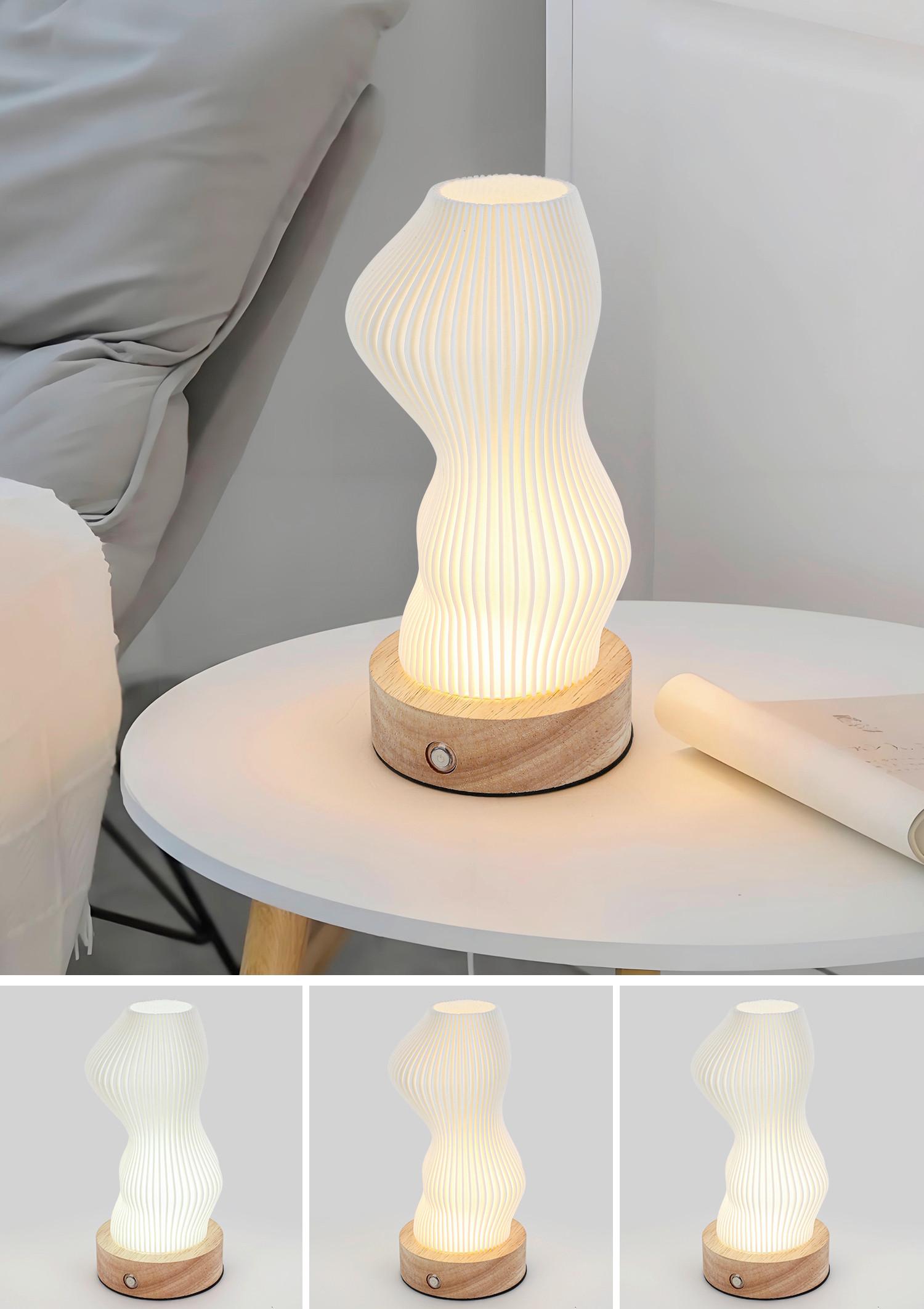 PORTABEL LAMPA GIRTL - vit/naturfärgad, Modern, metall/trä (14/21cm) - Mömax