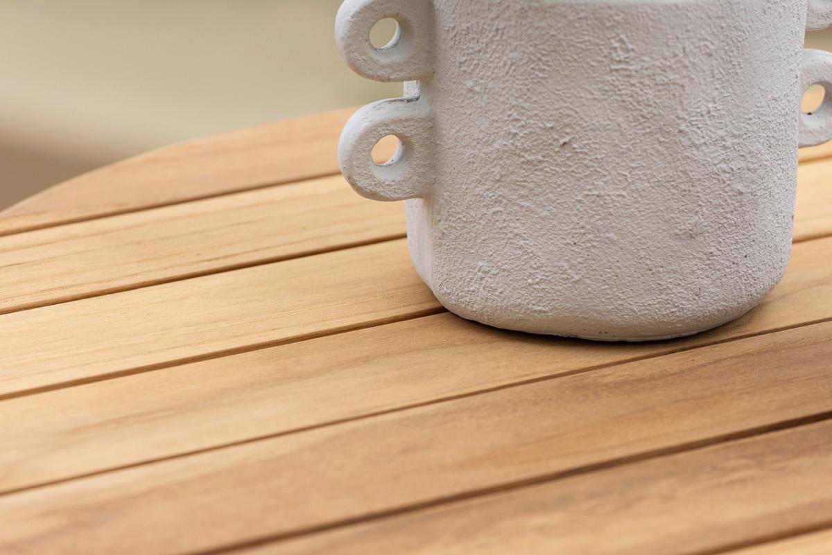 Gartentisch Holmsund ca. 65x65x75cm Teakholz/Silber - Silberfarben/Teakfarben, KONVENTIONELL, Holz/Metall (65/65/75cm) - Gardenson