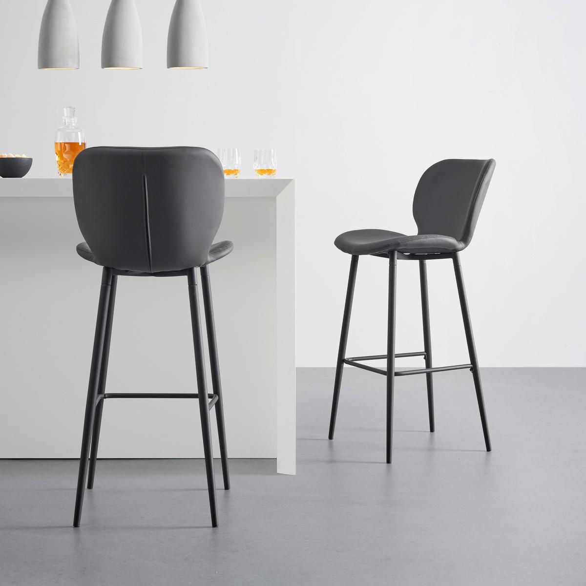 STOŁEK BAROWY IERY - czarny/szary, Modern, metal/drewno (46/111/49cm) - Bessagi Home