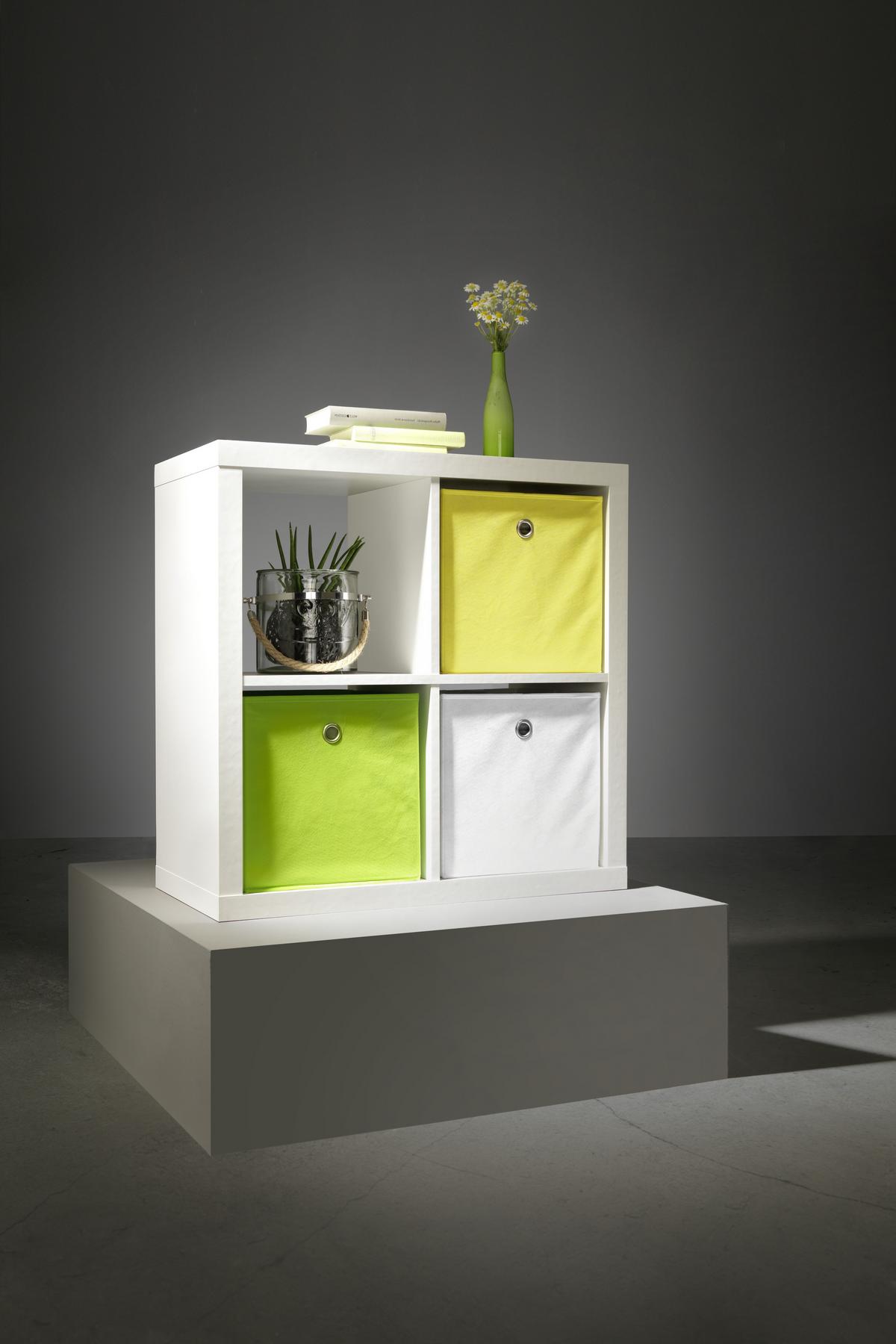 PUDEŁKO SKŁADANE CUBUS - kolor srebrny/biały, Design, karton/metal (32/32/32cm) - Carryhome