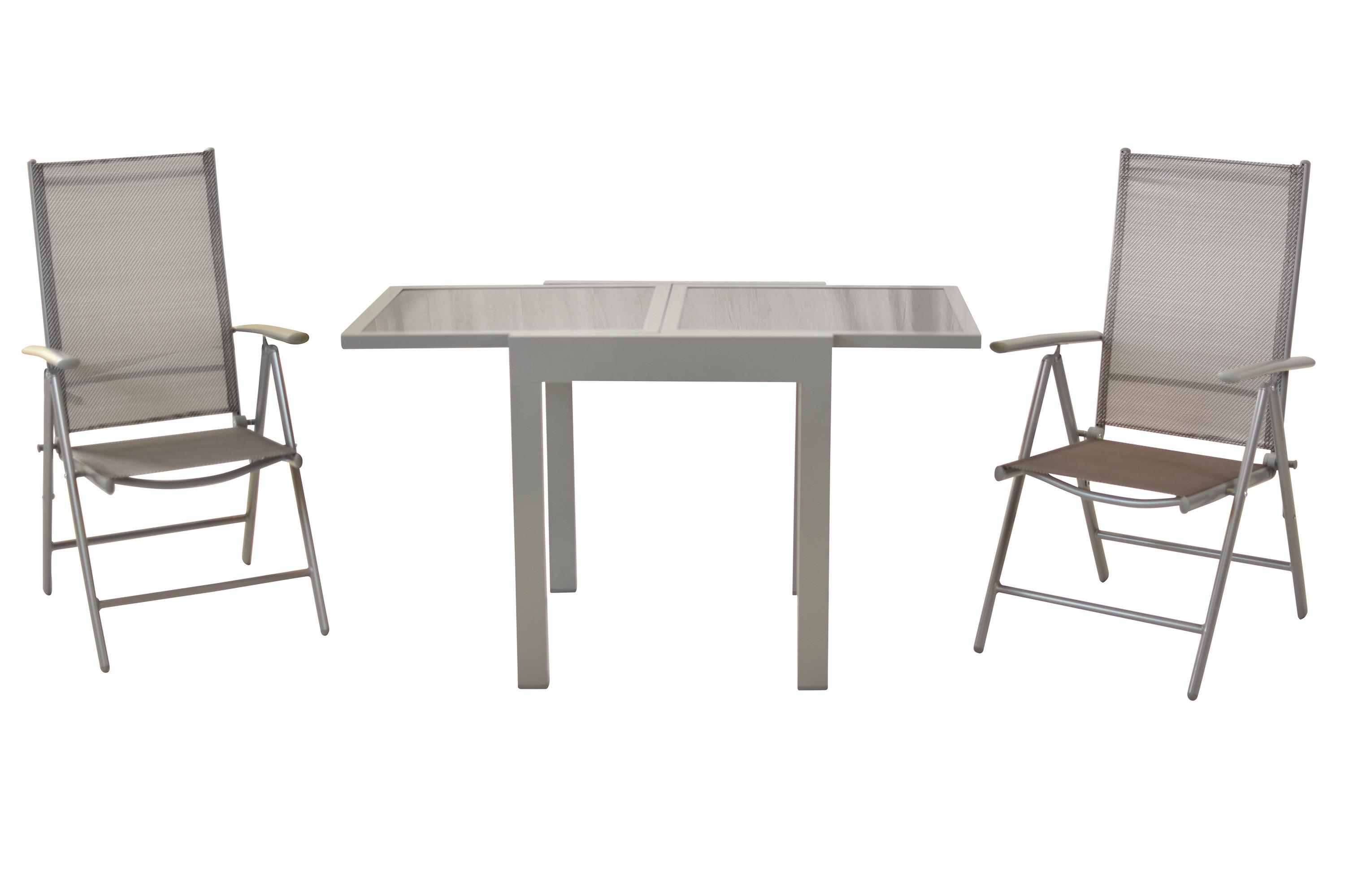 GARTENSET AMALFI - Silberfarben/Braun, MODERN, Kunststoff/Metall - Gardenson