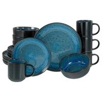 Serviciu de masă 16/ Magnus - albastru/negru, Modern, ceramică - Mömax