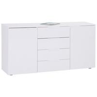 Comodă HILTON - alb/alb lucios intens, Modern, material pe bază de lemn (160/81,4/40cm) - Modern Living