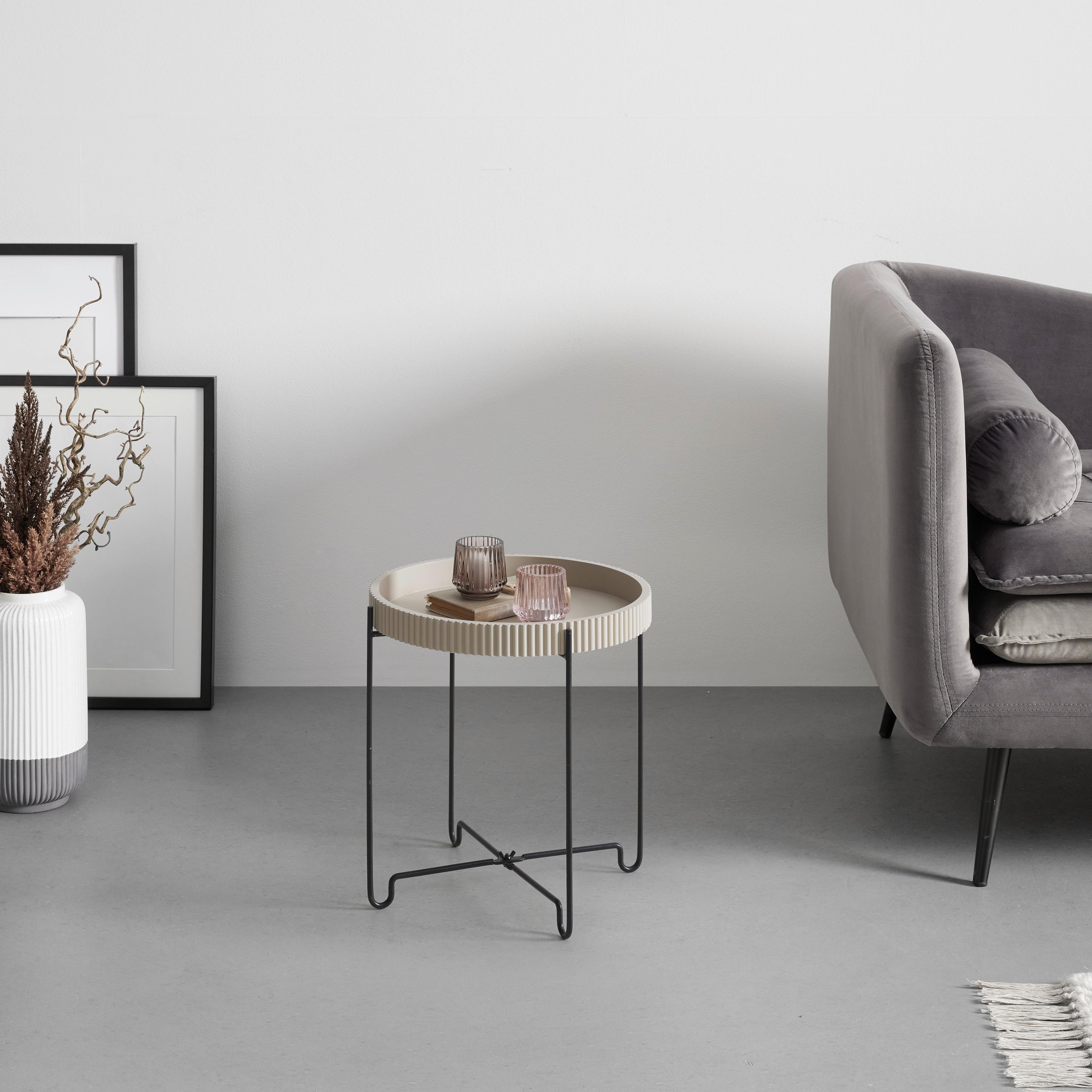 Stolić Ronja - boje pijeska/crna, Moderno, drvni materijal/metal (36,5/36,5/37.5cm) - Modern Living
