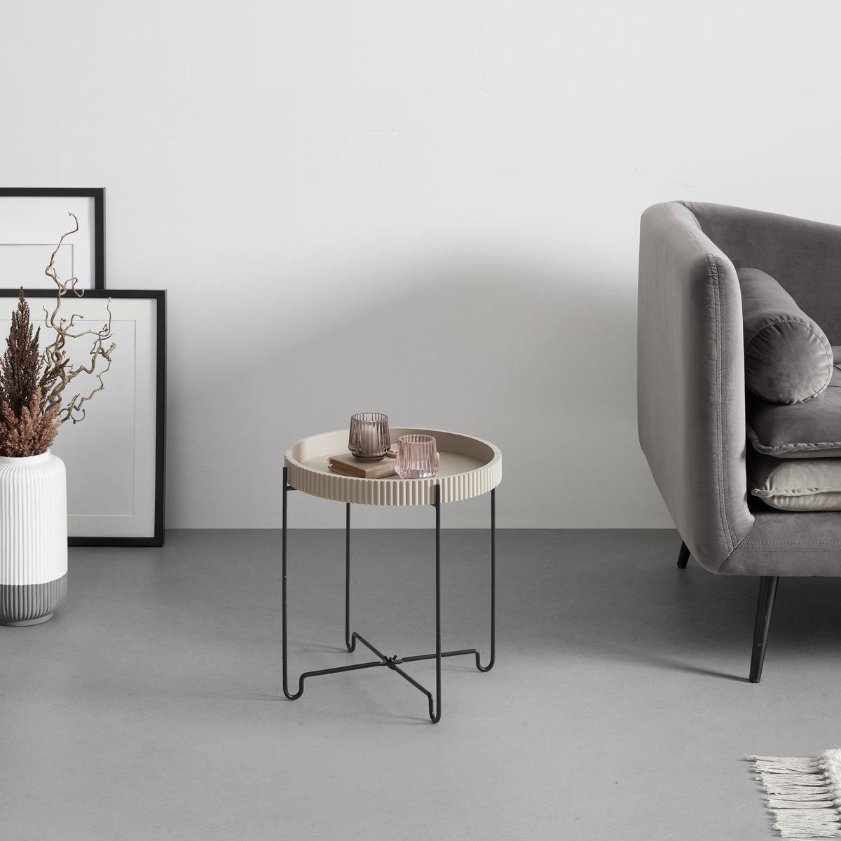 Kisasztal Ronja - fekete/homok, Modern, faalapú anyag/fém (36,5/36,5/37.5cm) - Mömax