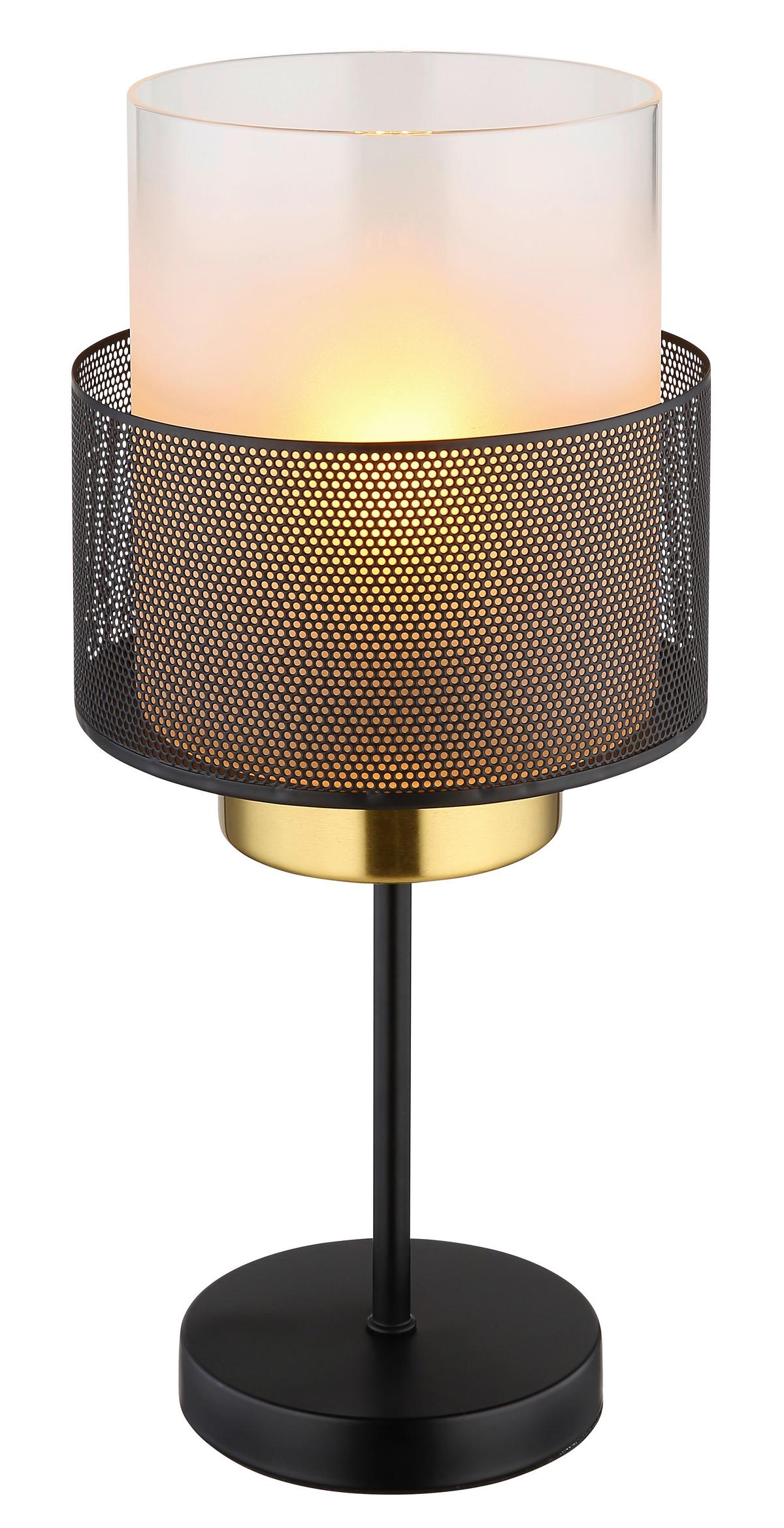Tischleuchte Olga Schwarz/Klar max. 60 Watt - Klar/Schwarz, Design, Glas/Metall (18/40cm) - Globo