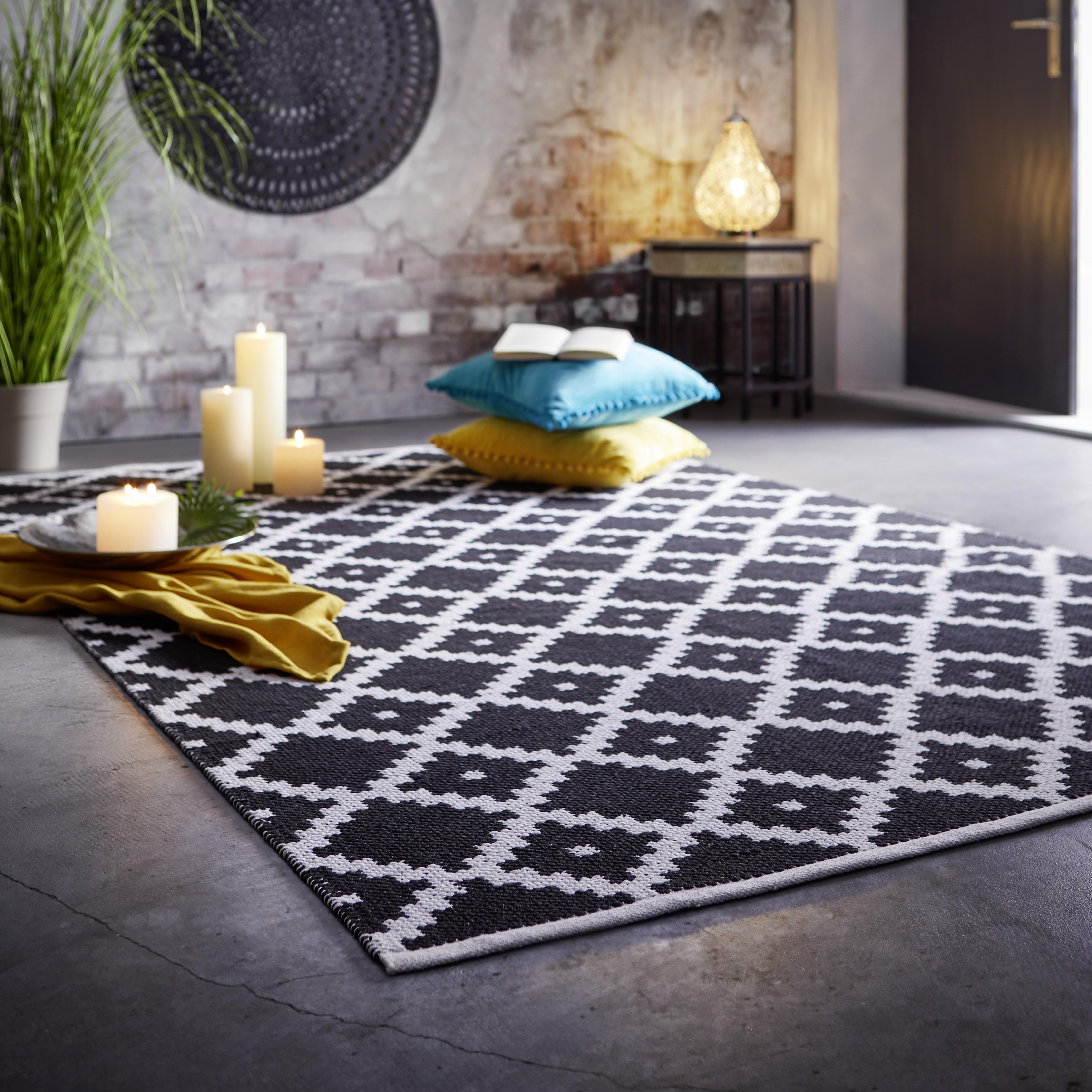 Covor Parma - alb/negru, textil (160/230cm) - Modern Living