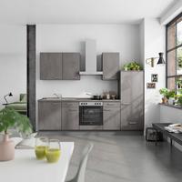 Küchenblock Riva Low m. Geräten Schieferfarben - Schieferfarben/Edelstahlfarben, MODERN, Holzwerkstoff/Metall (270cm) - Nobilia