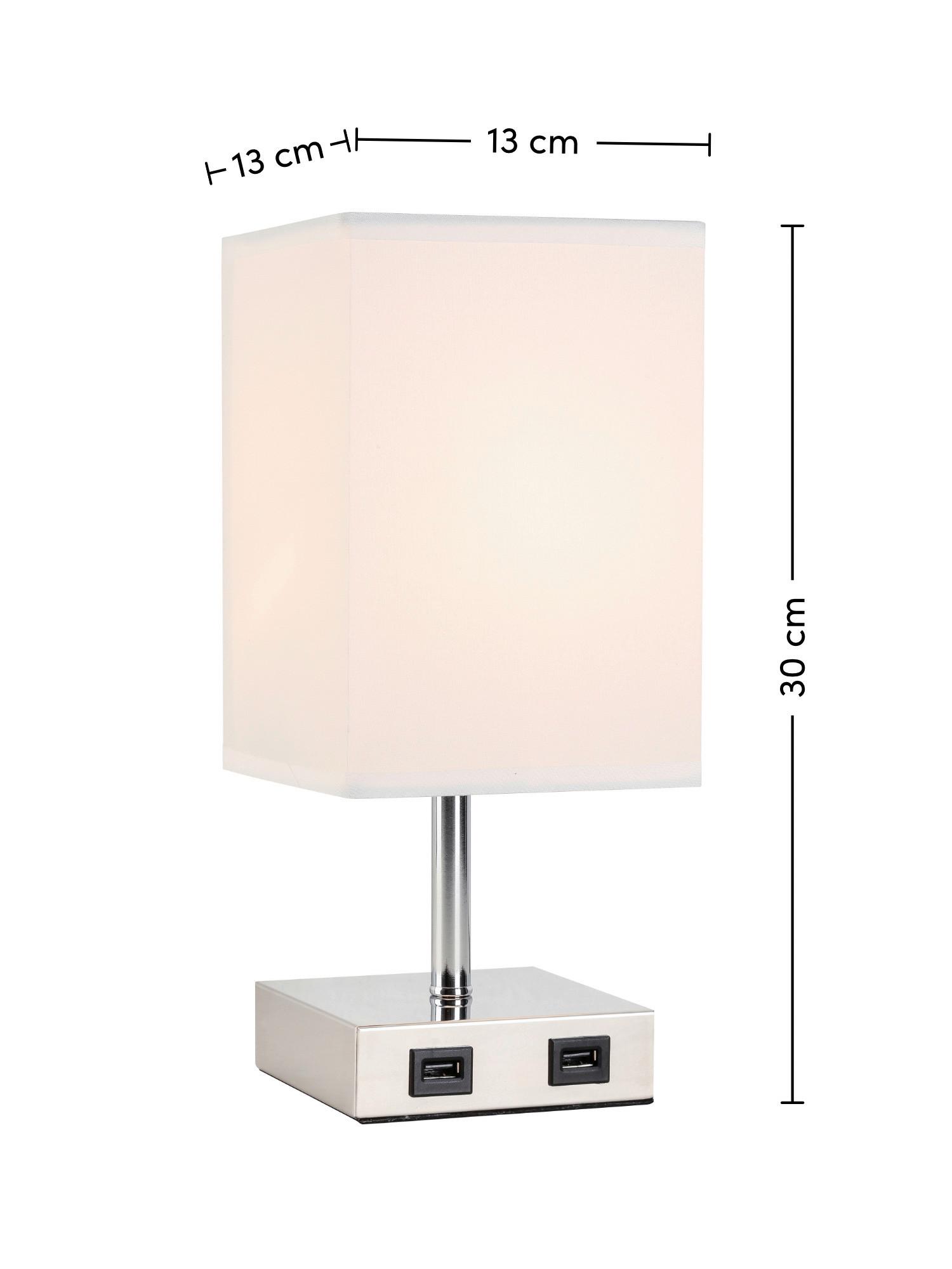 Tischleuchte Zibol max. 25 Watt - Weiß/Nickelfarben, ROMANTIK / LANDHAUS, Textil/Metall (13/13/30cm) - Modern Living