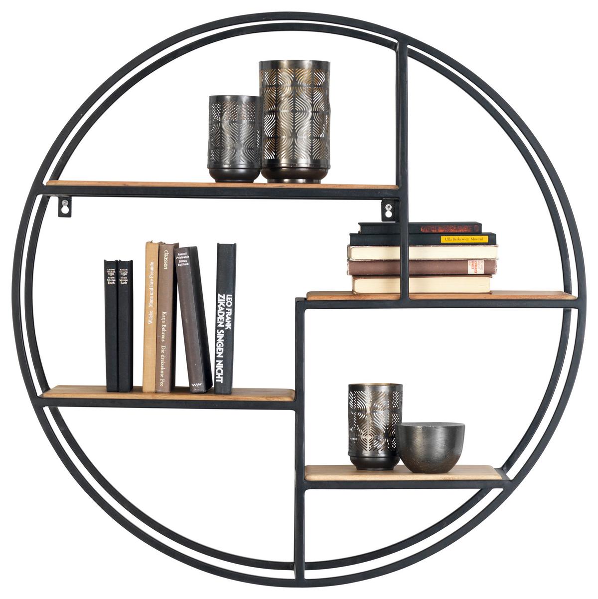 REGAŁ ŚCIENNY VERO - kolor akacjowy/czarny, Trend, metal/drewno (80/80/22cm) - Landscape