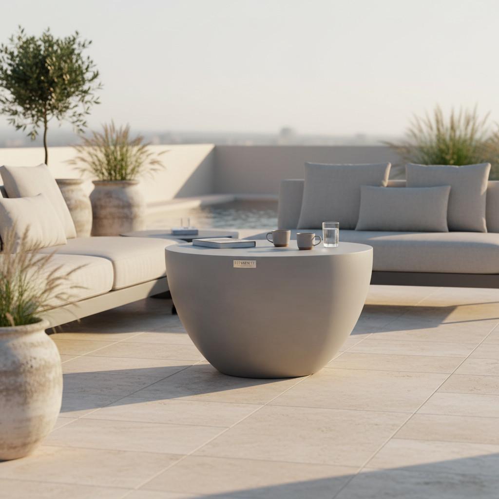 Loungetisch Chronos Hellgrau - Grau, KONVENTIONELL, Stein (66/66/41cm) - Gardenson