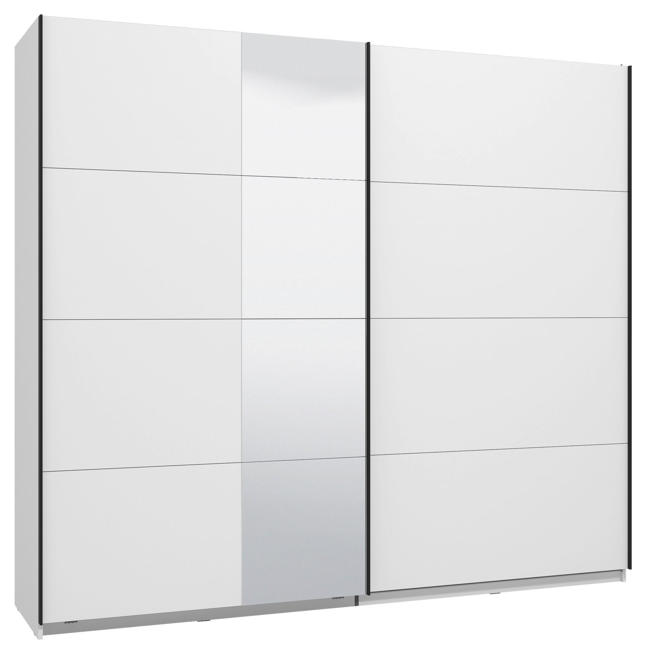 GARDEROB MED SKJUTDÖRRAR GARD 245 -TOP- - vit/svart, Klassisk, metall/trämaterial (245/217/61cm) - Mömax