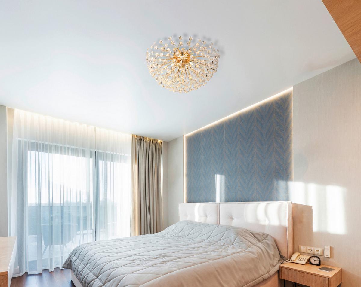 KRISTALL-DECKENLEUCHTE 64135D1  KATRINA - Klar/Goldfarben, Lifestyle, Glas/Metall (60/32,5cm) - Globo