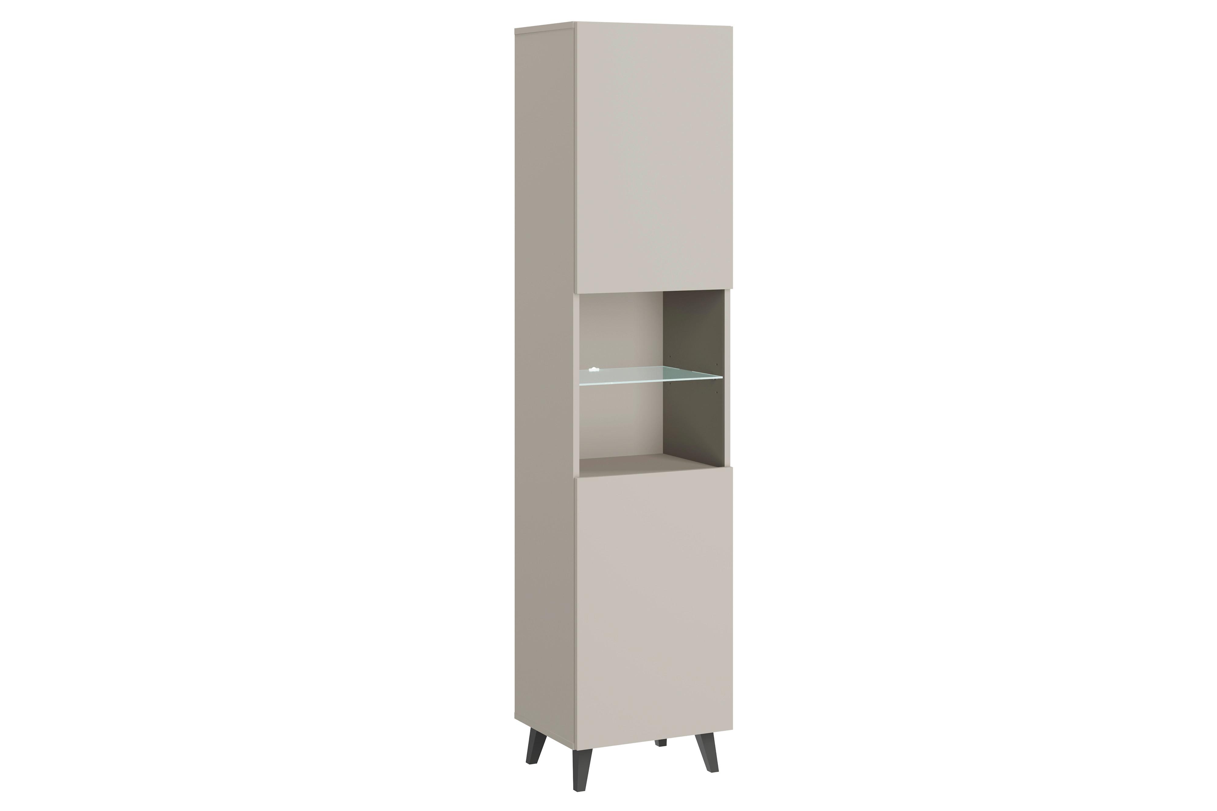 Vitrine Phuket Kaschmir Beige - Kaschmir/Schwarz, Design, Glas/Holzwerkstoff (40/170/31,5cm) - P & B