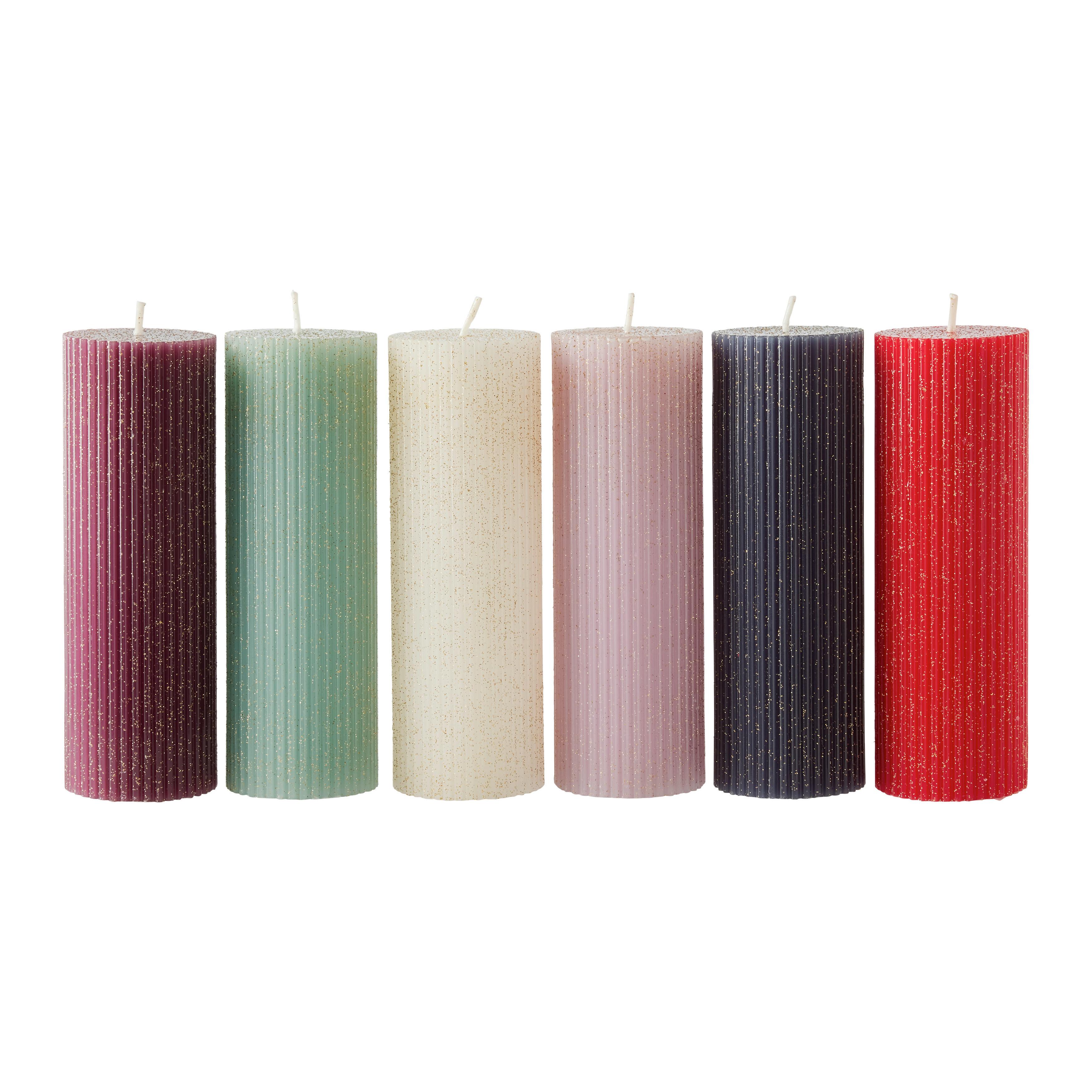 Stumpenkerze Sparkle diverse Farben - Beere/Lila, KONVENTIONELL (5/15cm) - Modern Living