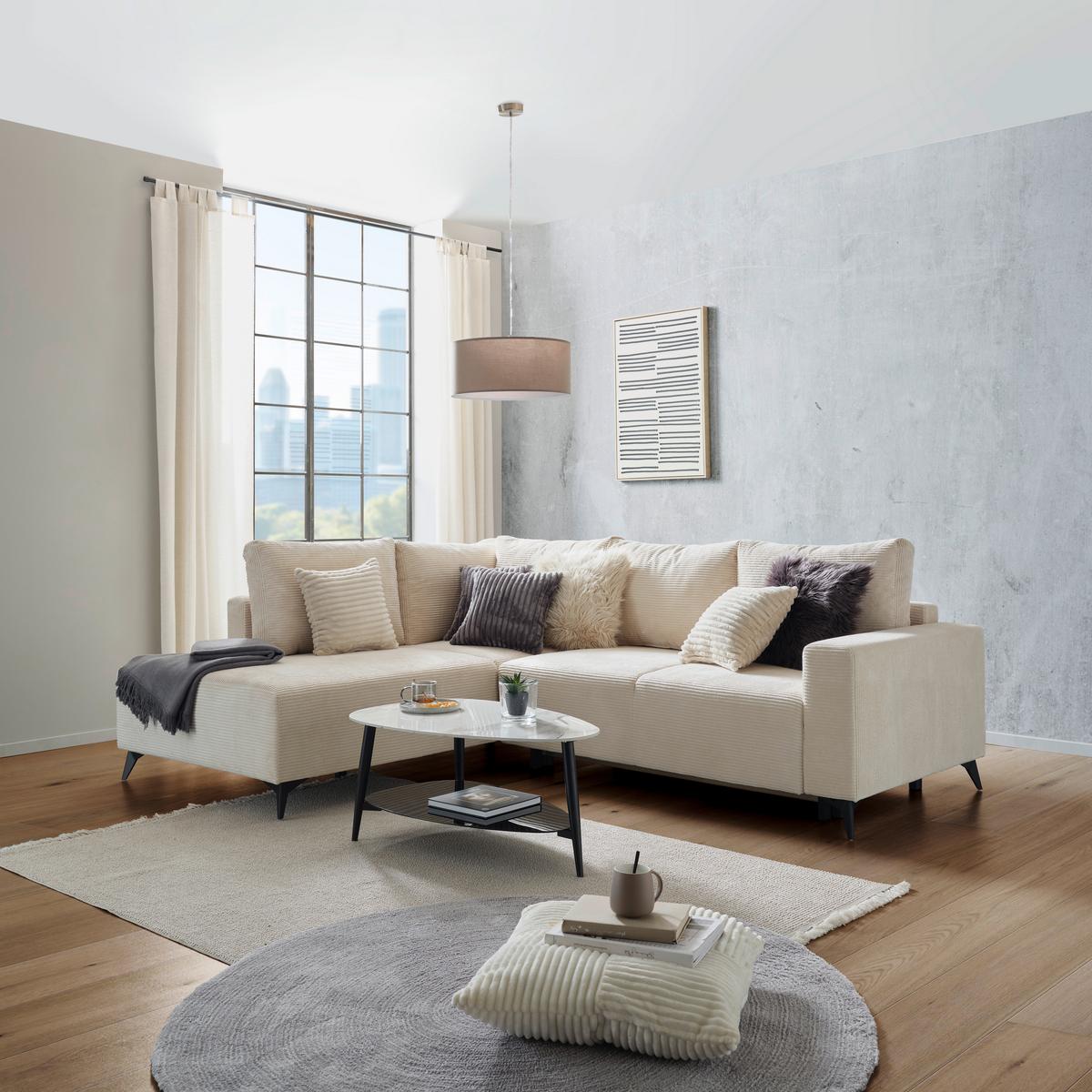 Canapea modulara VIKTOR - crem, Modern, textil (212/270cm) - Modern Living