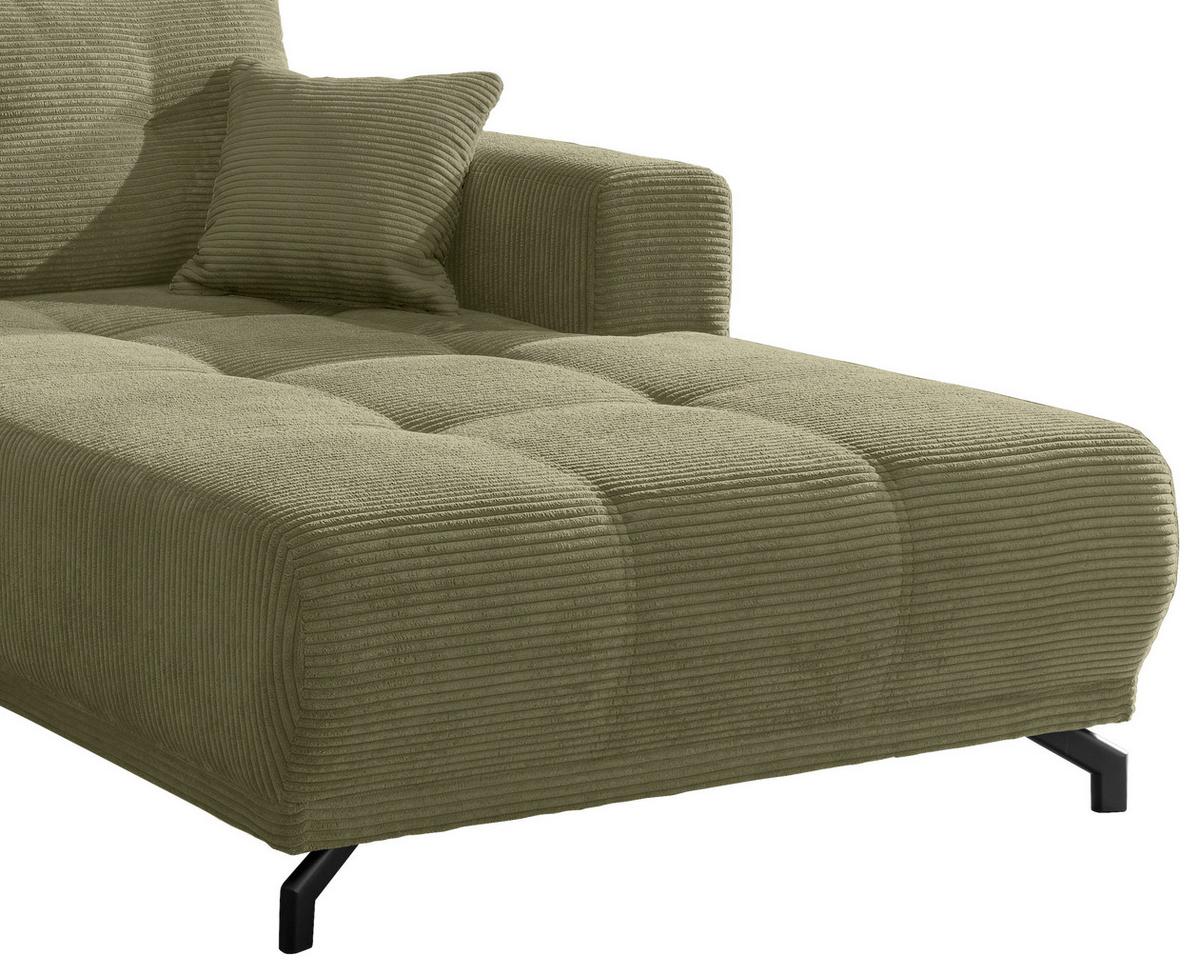 Wohnlandschaft Restato Olivgrün Cord - Schwarz/Olivgrün, MODERN, Holz/Textil (246/177cm) - MID.YOU