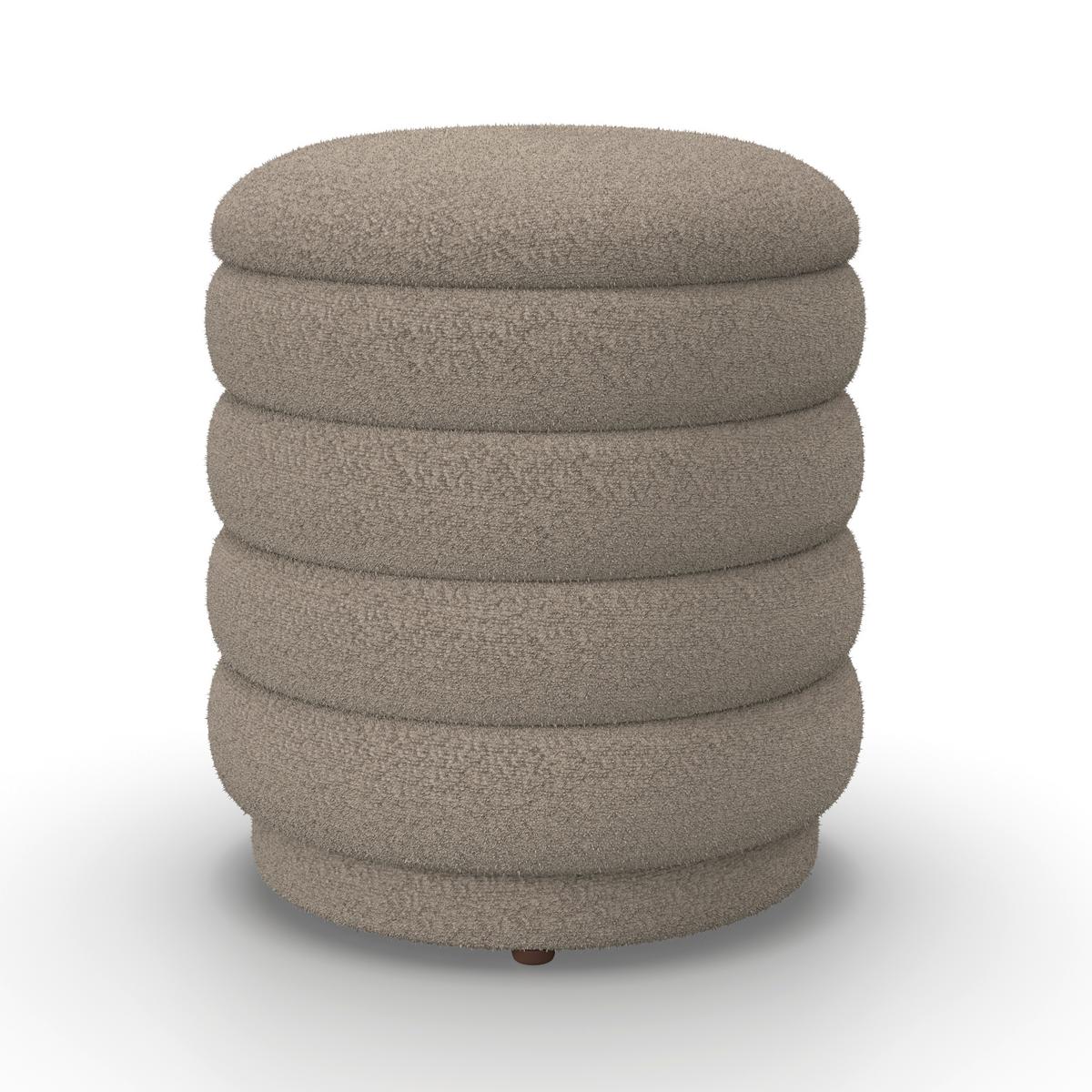 Sitzbank Nina mit Stauraum inkl. 2 Hocker Bouclé Beige - Beige/Naturfarben, MODERN, Holz/Holzwerkstoff - Bessagi Home