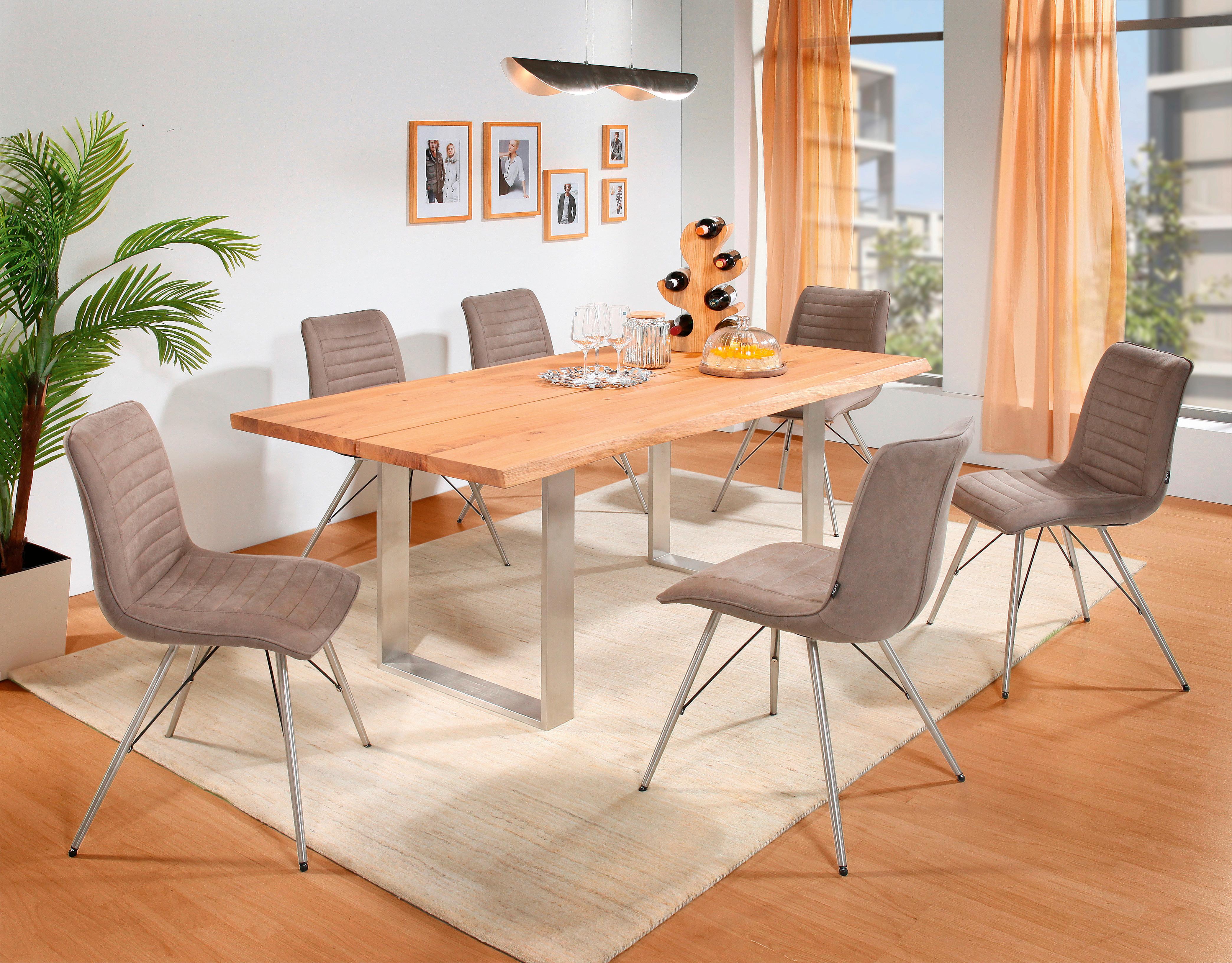 KRZESŁO ILLY - kolor stalowy/taupe, Design, metal/tkanina (54/89/60cm) - Xora