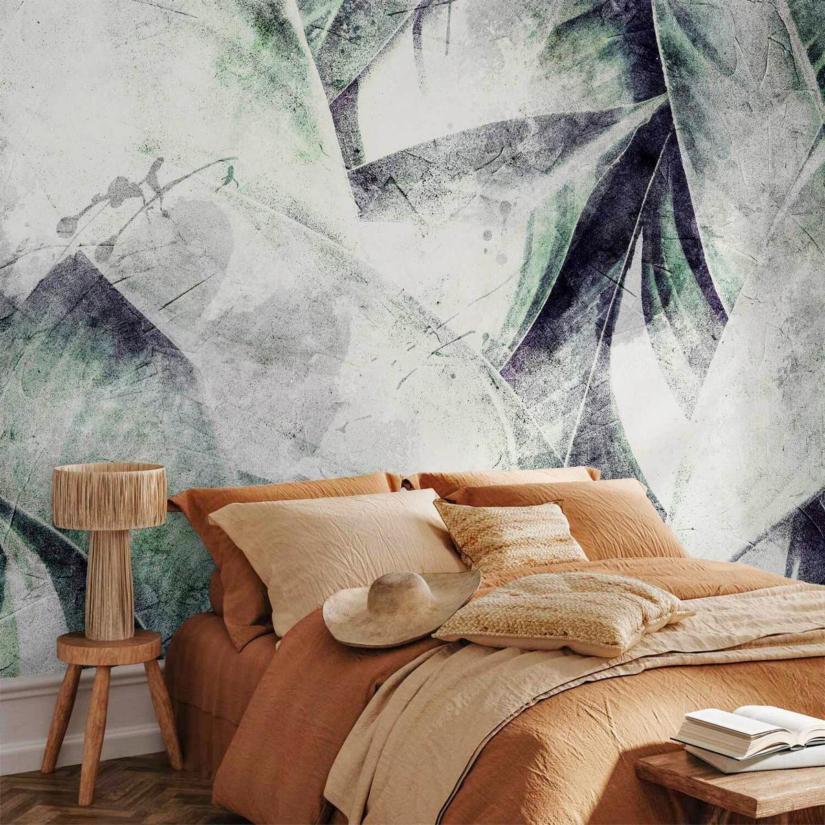 Fototapeta Eclectic Jungle, 200x140cm - sivobela/žajbljevo zelena, Trendi, tekstil (200/140cm) - artgeist