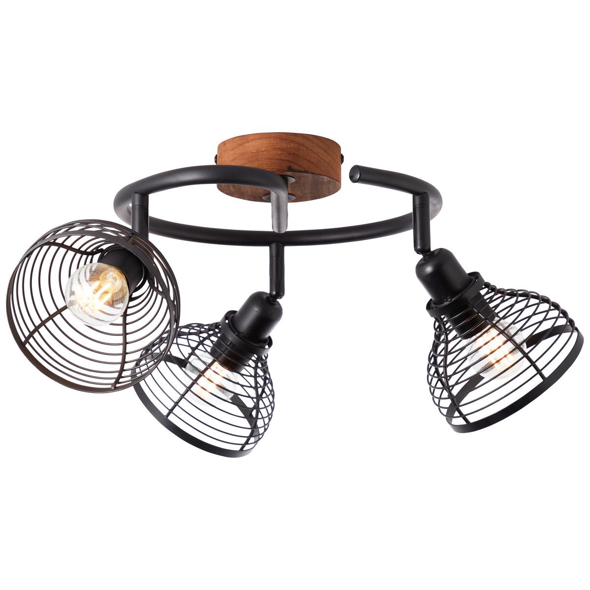Strahler Avia Braun/Schwarz max. 40 Watt - Schwarz/Braun, Natur, Holz/Metall (50/16cm) - Brilliant