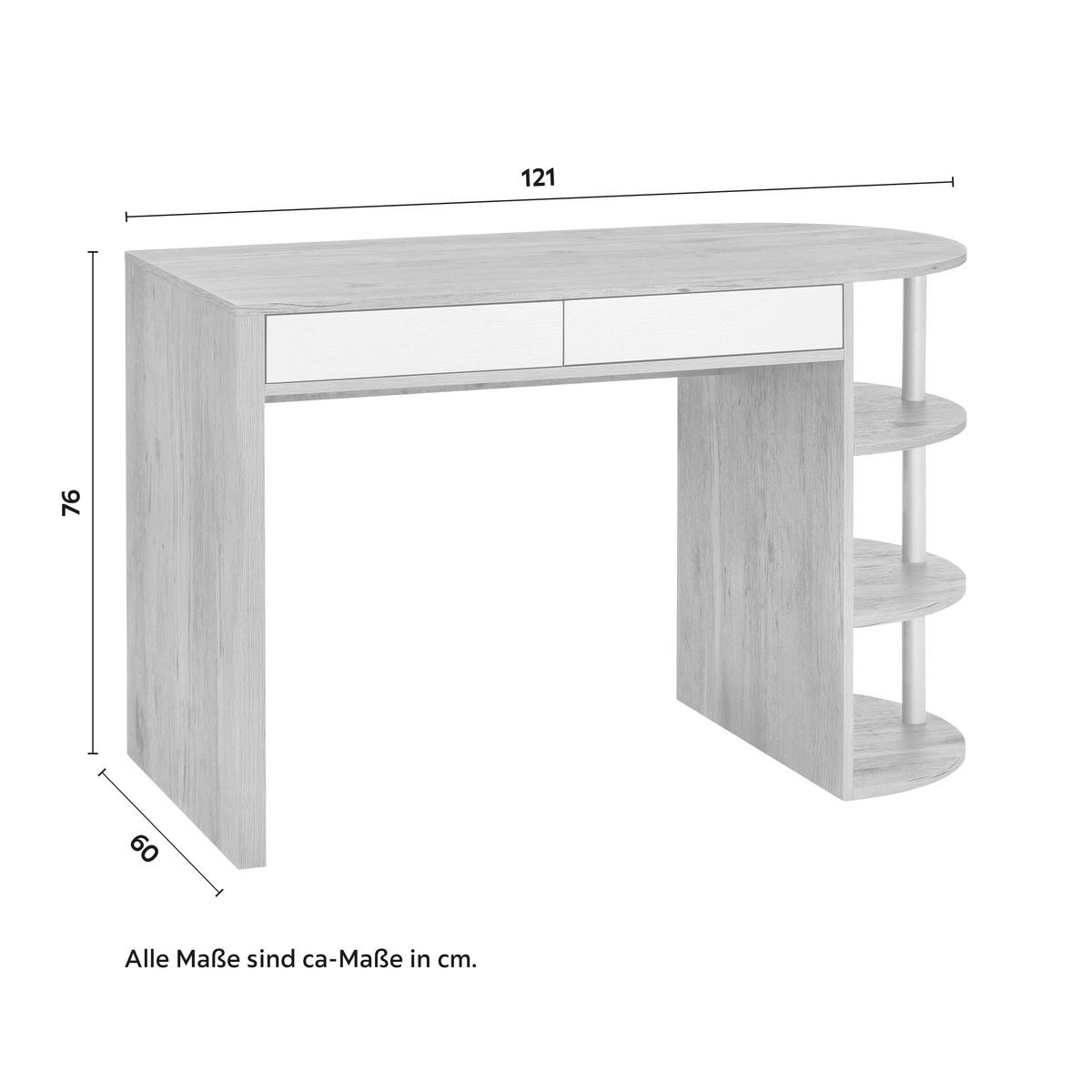Moderna Pisalna Miza Lovino Barva Hrasta, Srebrno Siva - srebrne barve/barve hrasta, Moderno (121/76/60cm) - Bessagi Home