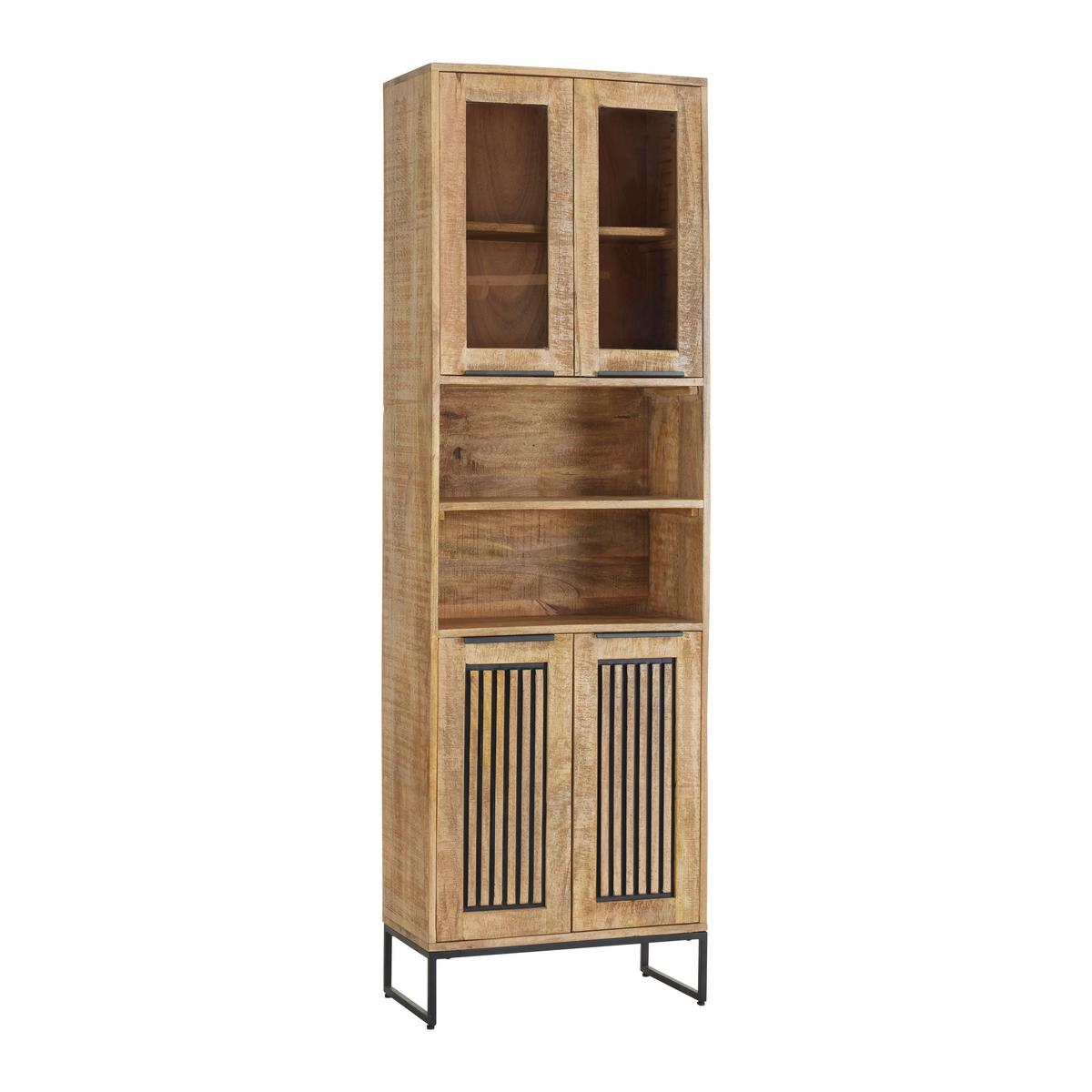 Hochschrank Everest Naturfarben/Schwarz - Schwarz/Naturfarben, Natur, Holz/Metall (60/190/32cm) - Mömax