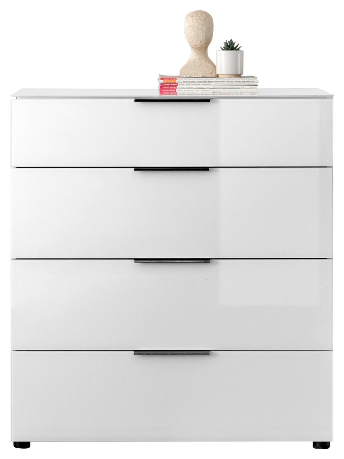 Kommode Siena Weiss - Chromfarben/Weiss, Modern, Glas/Holzwerkstoff (90/99/40cm) - Mömax