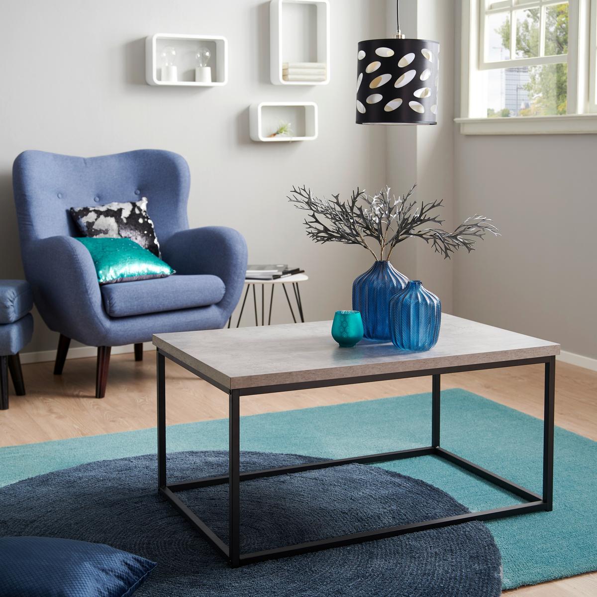 Klubska Miza Jungle, Siva, Črna - siva/črna, Moderno, kovina/leseni material (100/48/60cm)