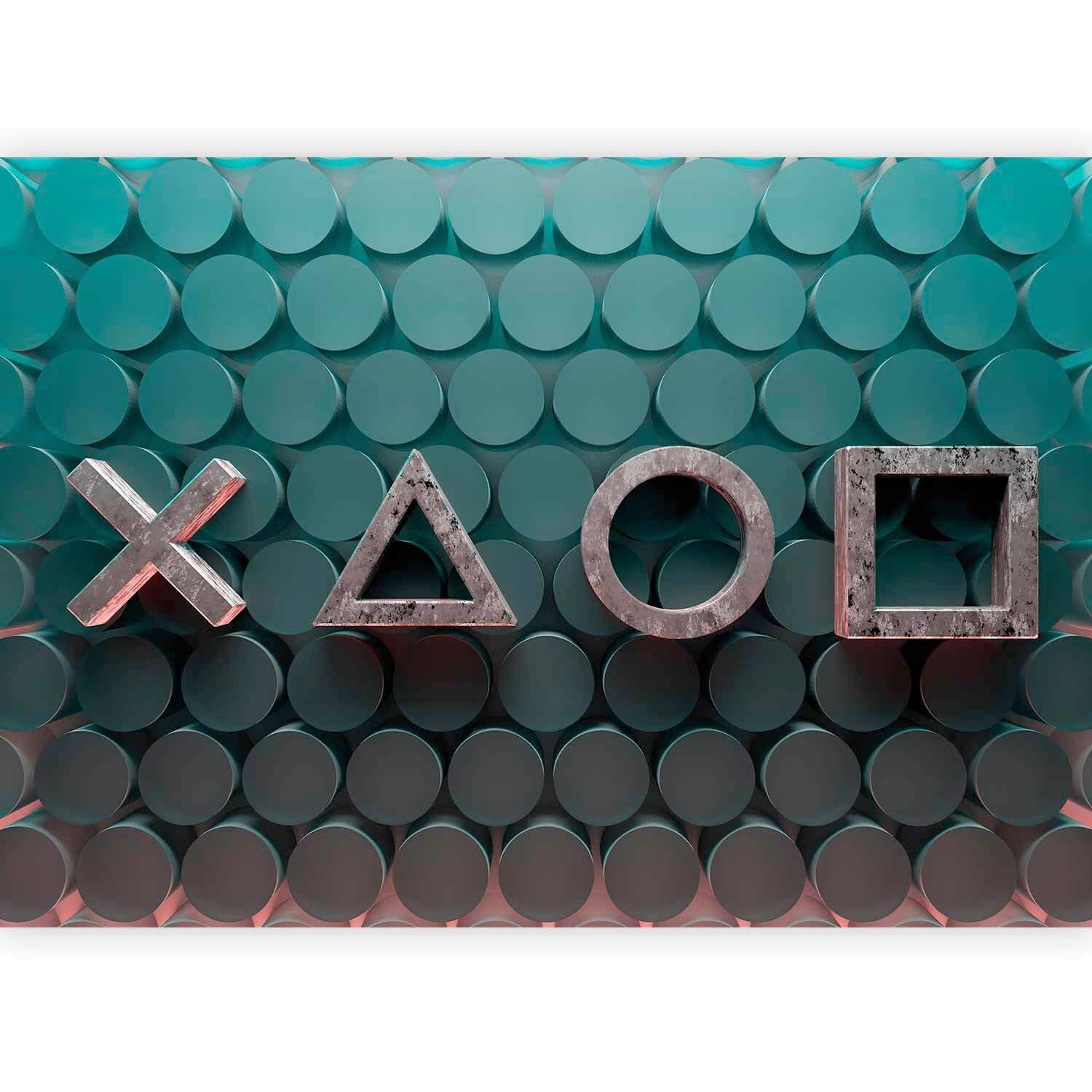 Fototapeta Symbols In Greens - siva/zelena, Basics, tekstil (250/175cm) - artgeist