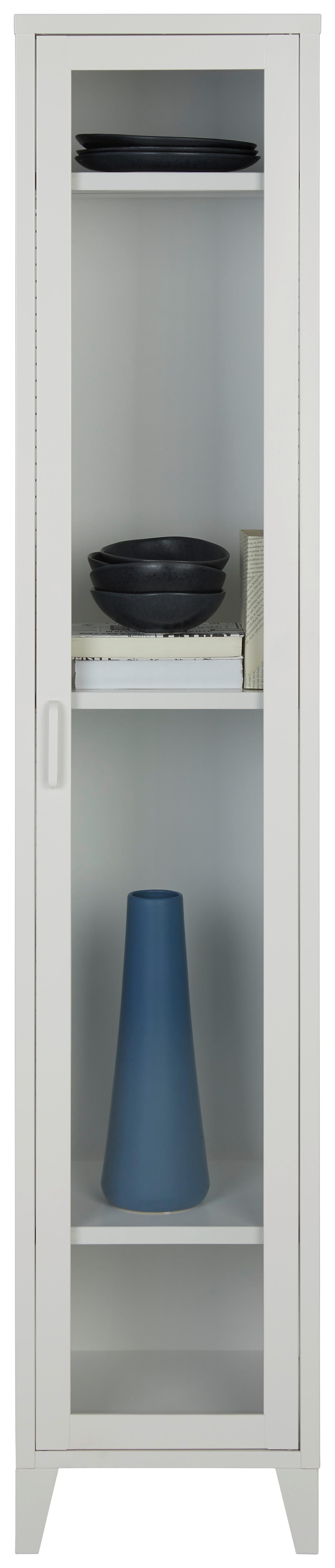Vitrin Fehér Kea - Átlátszó/Fehér, modern, Üveg/Fém (35/180/35cm) - Modern Living