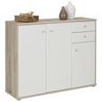 Sideboard Weiß/Sandfarben - Sandfarben/Alufarben, MODERN, Holzwerkstoff/Kunststoff (106/86/34cm)